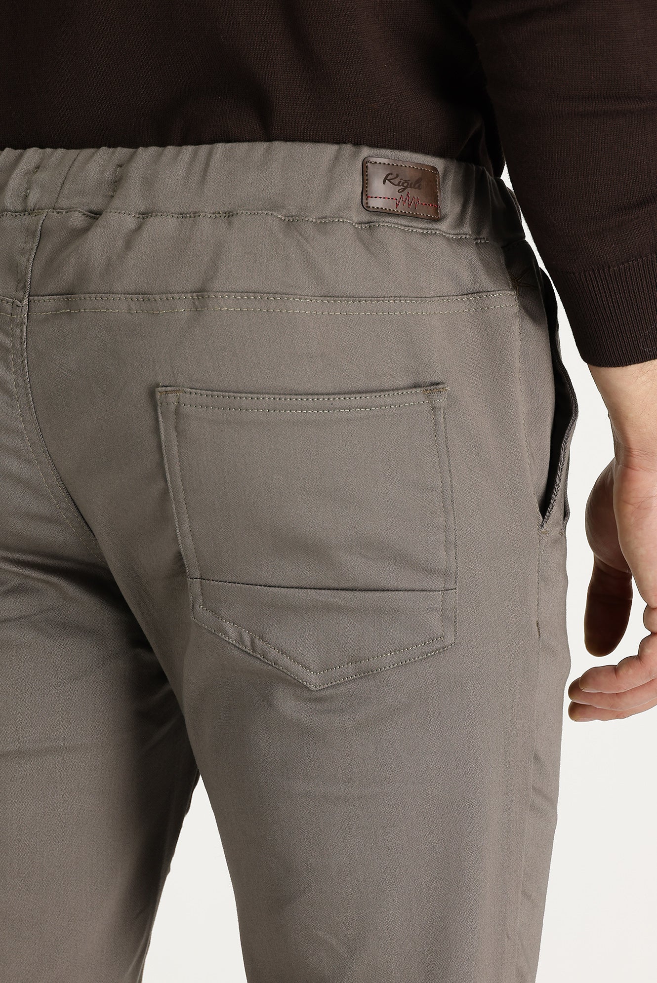 Orta Vizon Slim Fit Dar Kesim Beli Lastikli İpli Likralı Kanvas / Chino Pantolon - Image 4