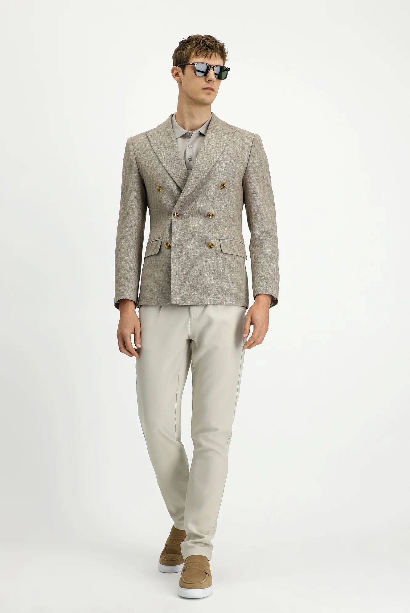 Orta Vizon 7 Drop Slim Fit Dar Kesim Desenli Kruvaze Ceket - Image 2