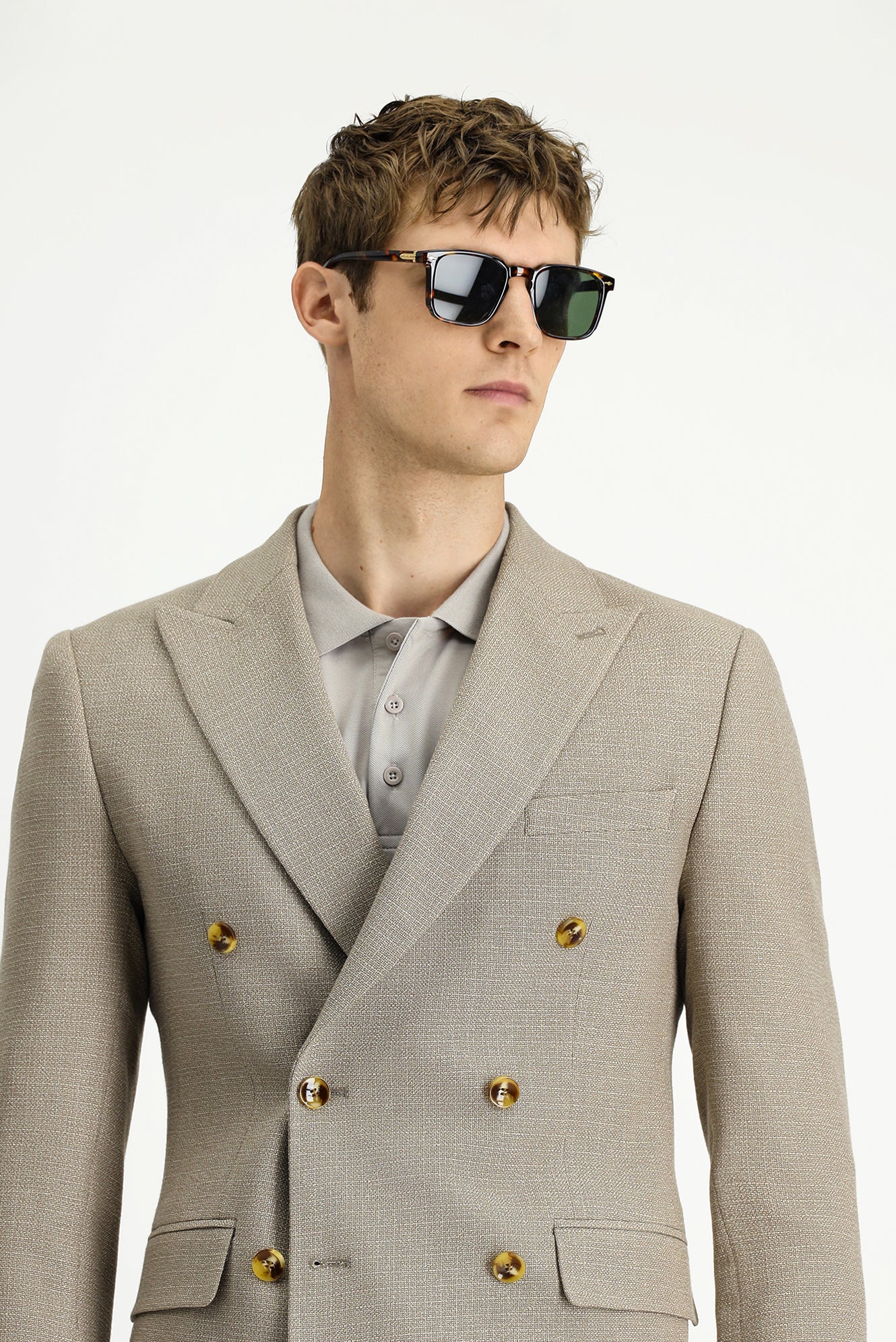 Orta Vizon 7 Drop Slim Fit Dar Kesim Desenli Kruvaze Ceket - Image 4