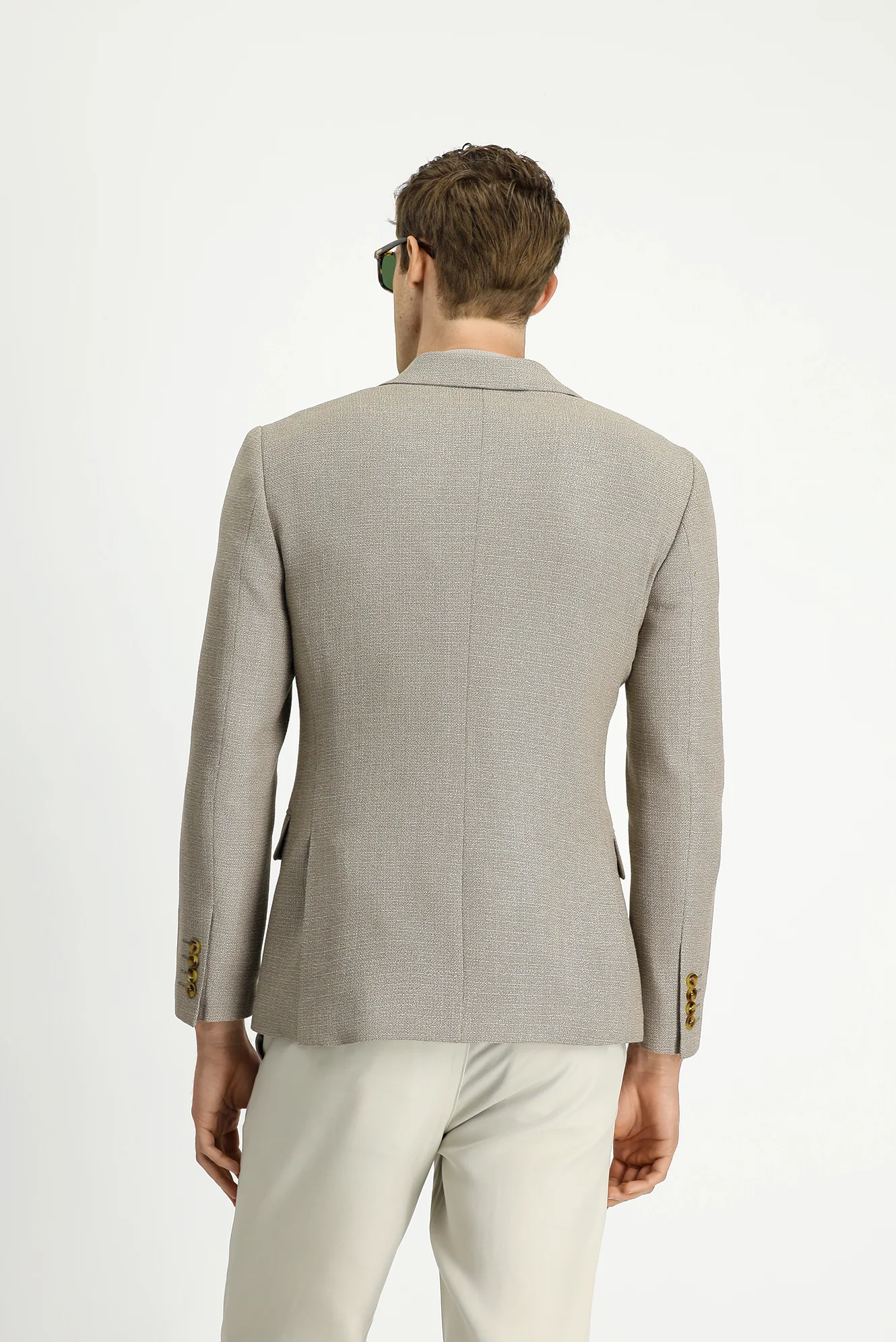 Orta Vizon 7 Drop Slim Fit Dar Kesim Desenli Kruvaze Ceket - Image 6