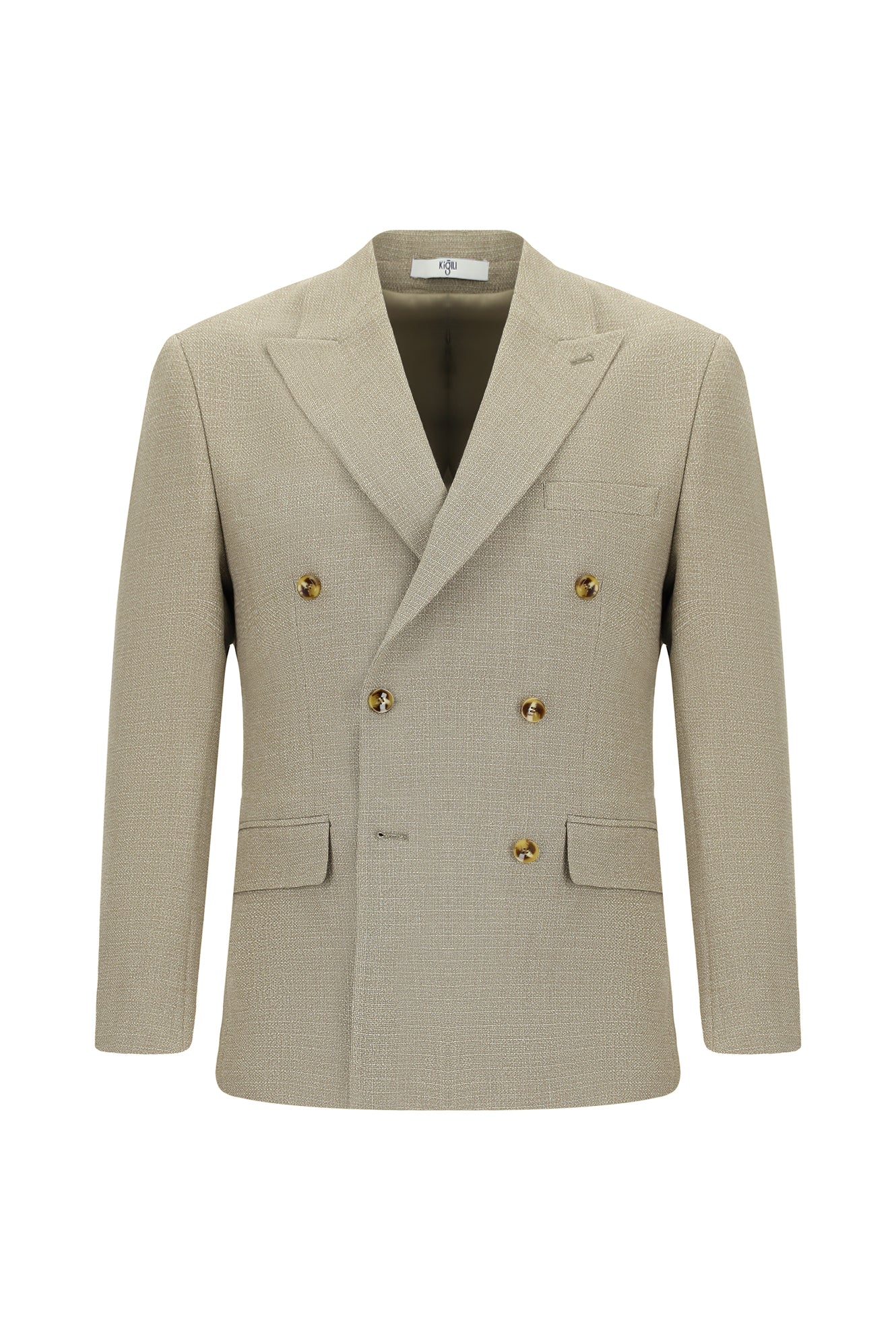 Orta Vizon 7 Drop Slim Fit Dar Kesim Desenli Kruvaze Ceket - Image 8
