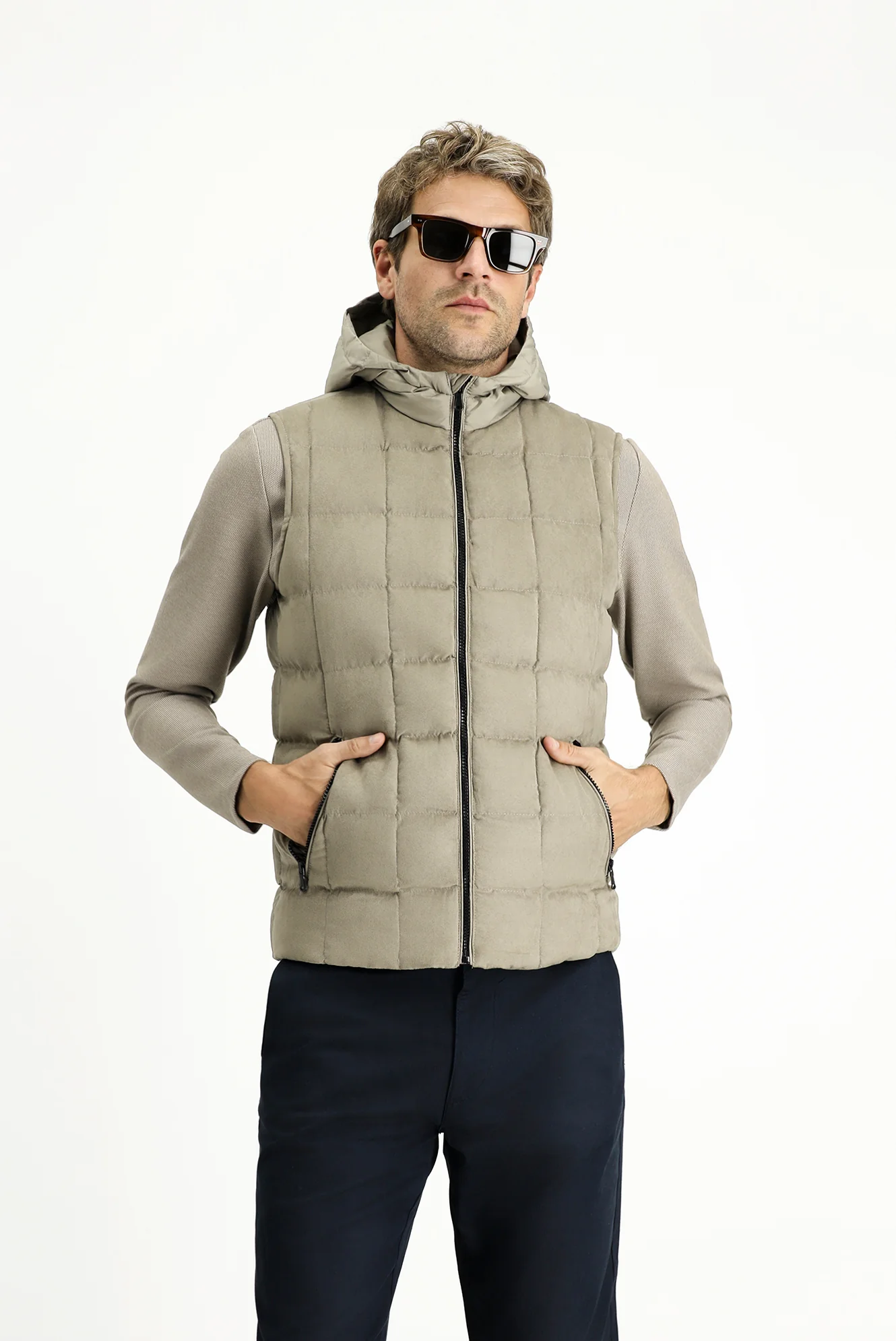 Orta Vizon Slim Fit Dar Kesim Kapüşonlu Spor Yelek