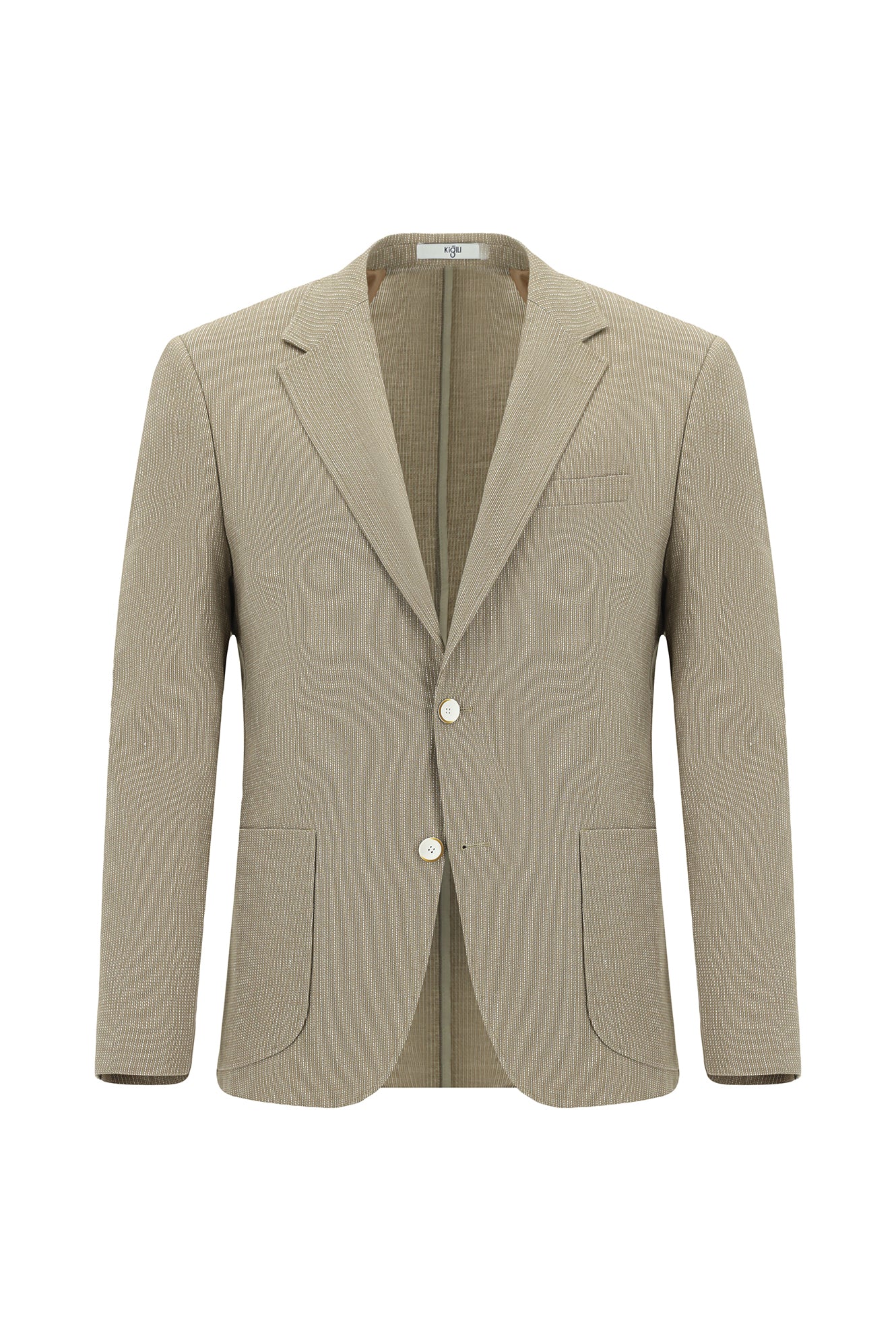 Orta Vizon 7 Drop Slim Fit Dar Kesim Keten Karışımlı Çizgili Spor Ceket - Image 8
