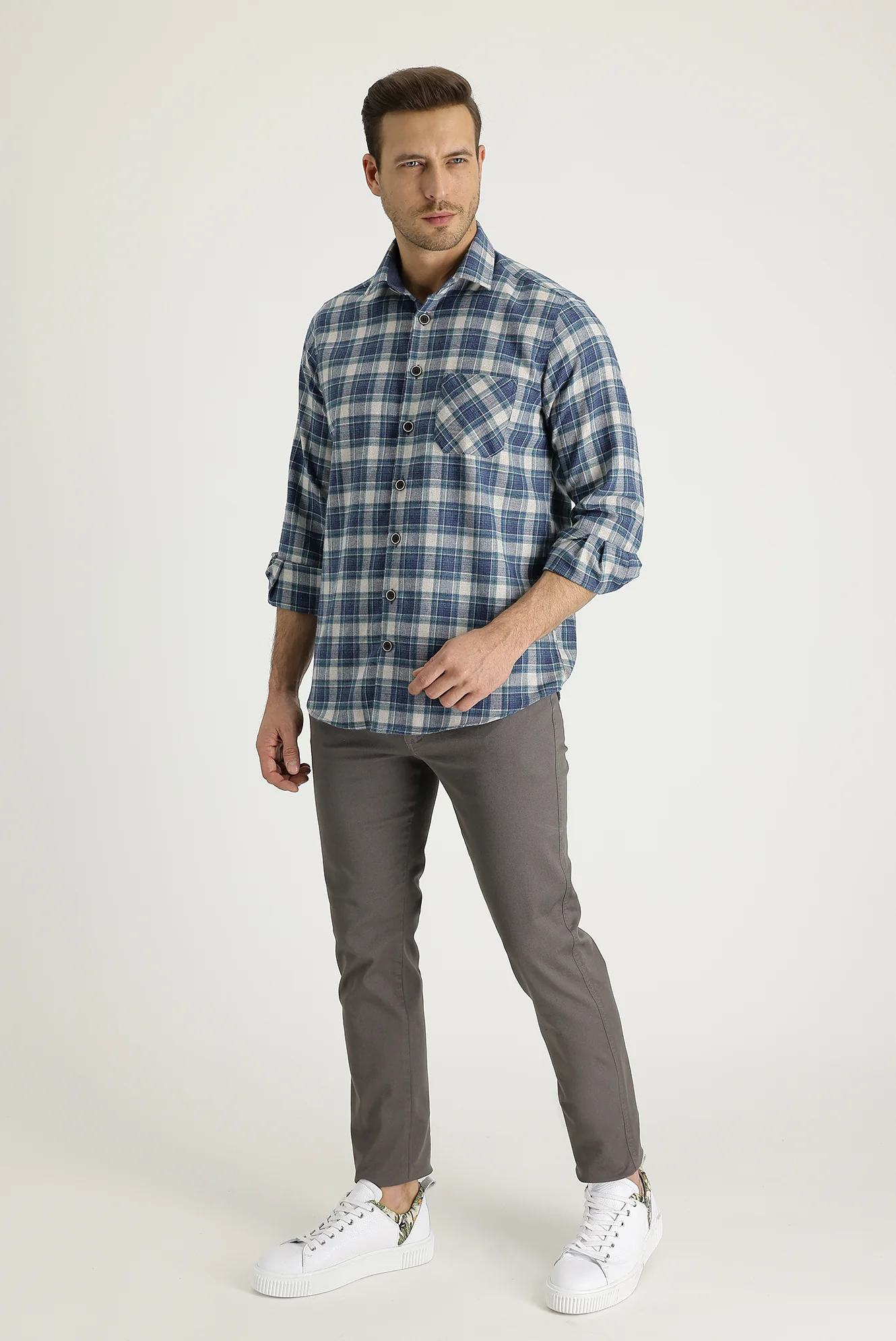 Orta Vizon Slim Fit Dar Kesim Likralı Kanvas / Chino Pantolon - Image 2