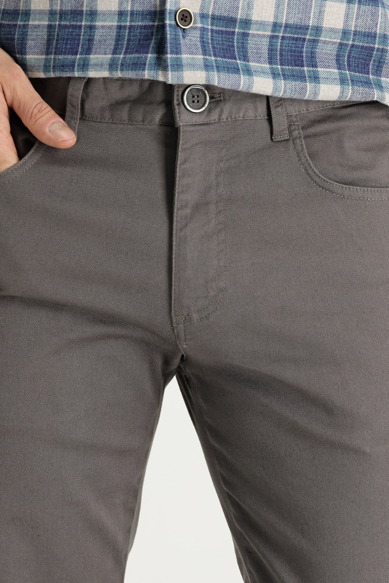 Orta Vizon Slim Fit Dar Kesim Likralı Kanvas / Chino Pantolon - Image 3