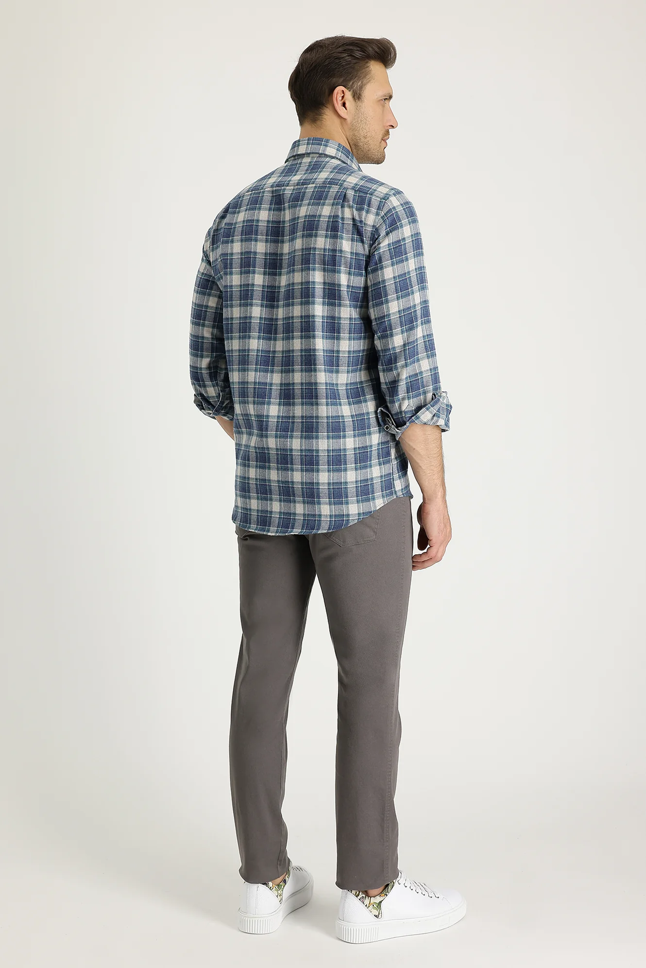 Orta Vizon Slim Fit Dar Kesim Likralı Kanvas / Chino Pantolon - Image 4