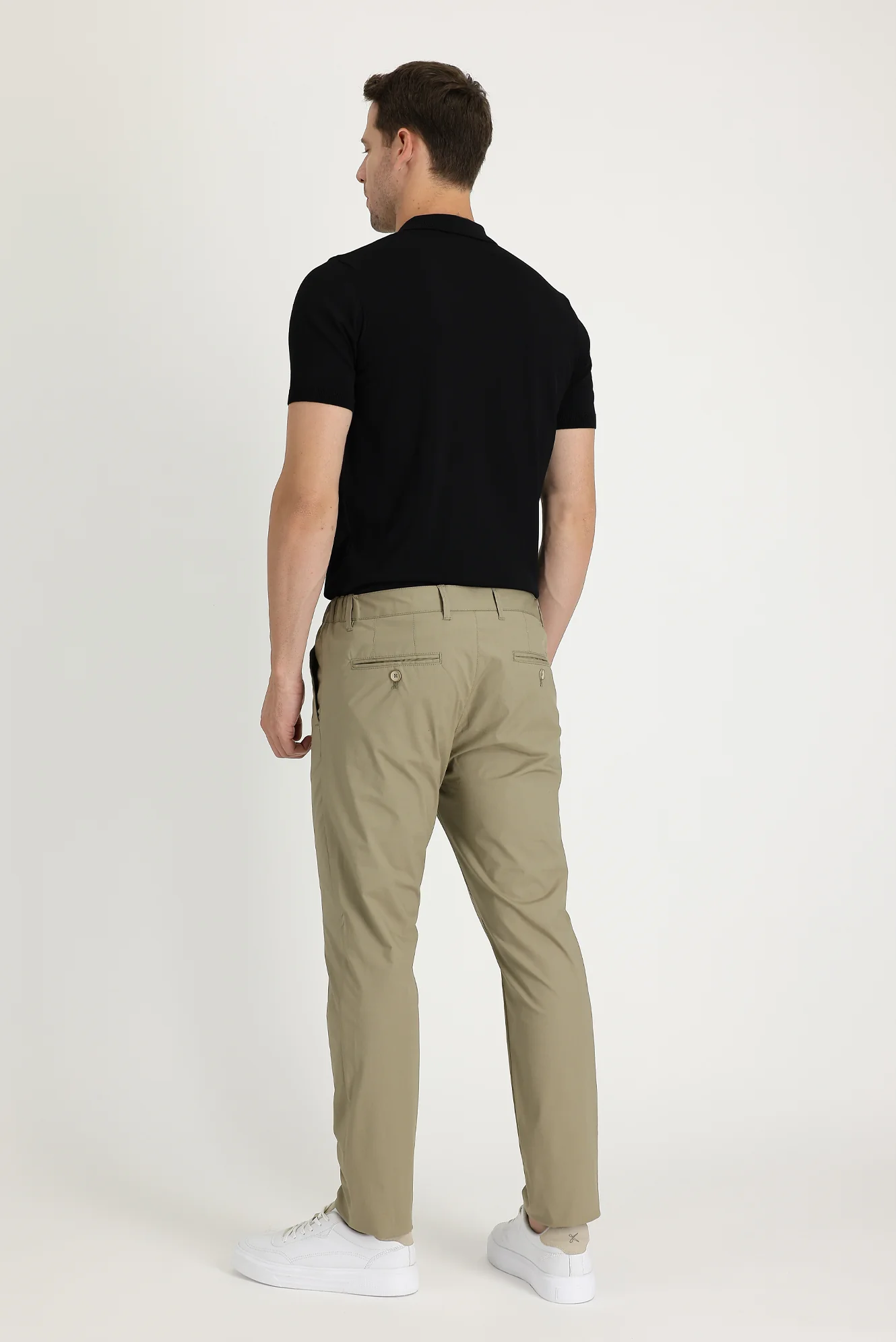 Orta Vizon Slim Fit Dar Kesim Likralı Kanvas / Chino Pantolon - Image 3