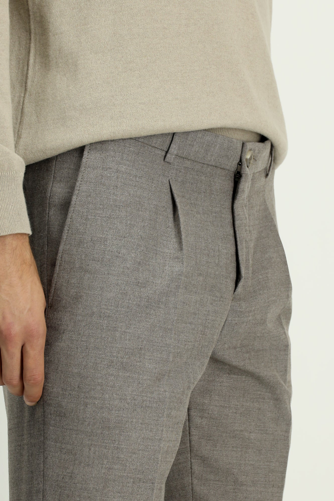Orta Vizon 7 Drop Slim Fit Dar Kesim Likralı Pileli Klasik Kumaş Pantolon - Image 5
