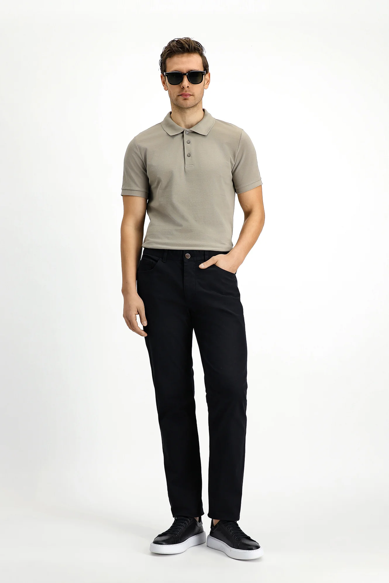 Orta Vizon Slim Fit Dar Kesim Nakışlı Pamuk Polo Yaka Tişört - Image 2