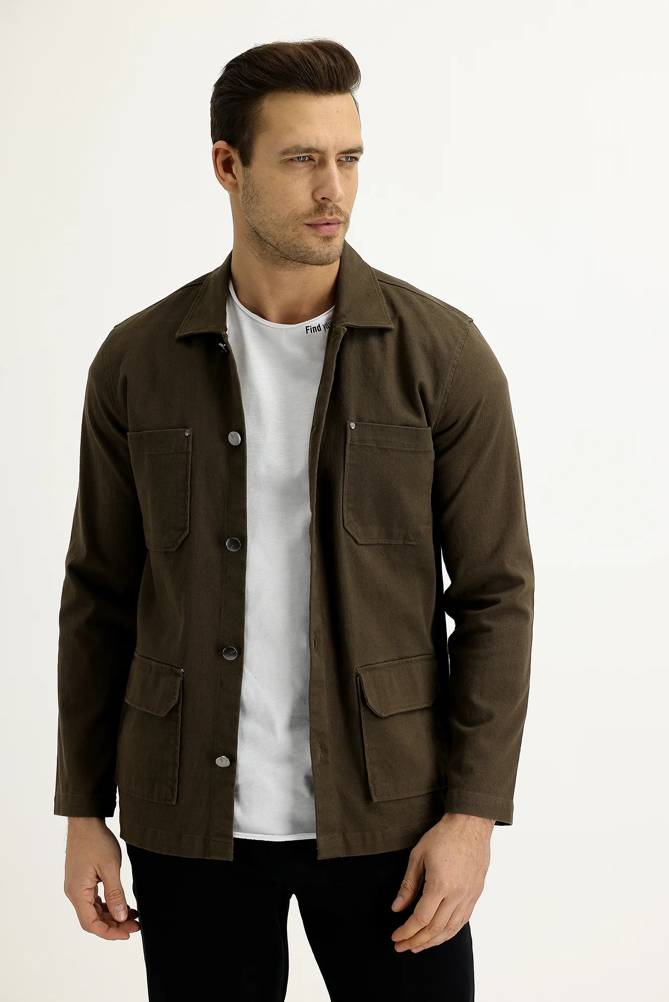 Orta Vizon Slim Fit Dar Kesim Shacket Gömlek / Mont - Image 2