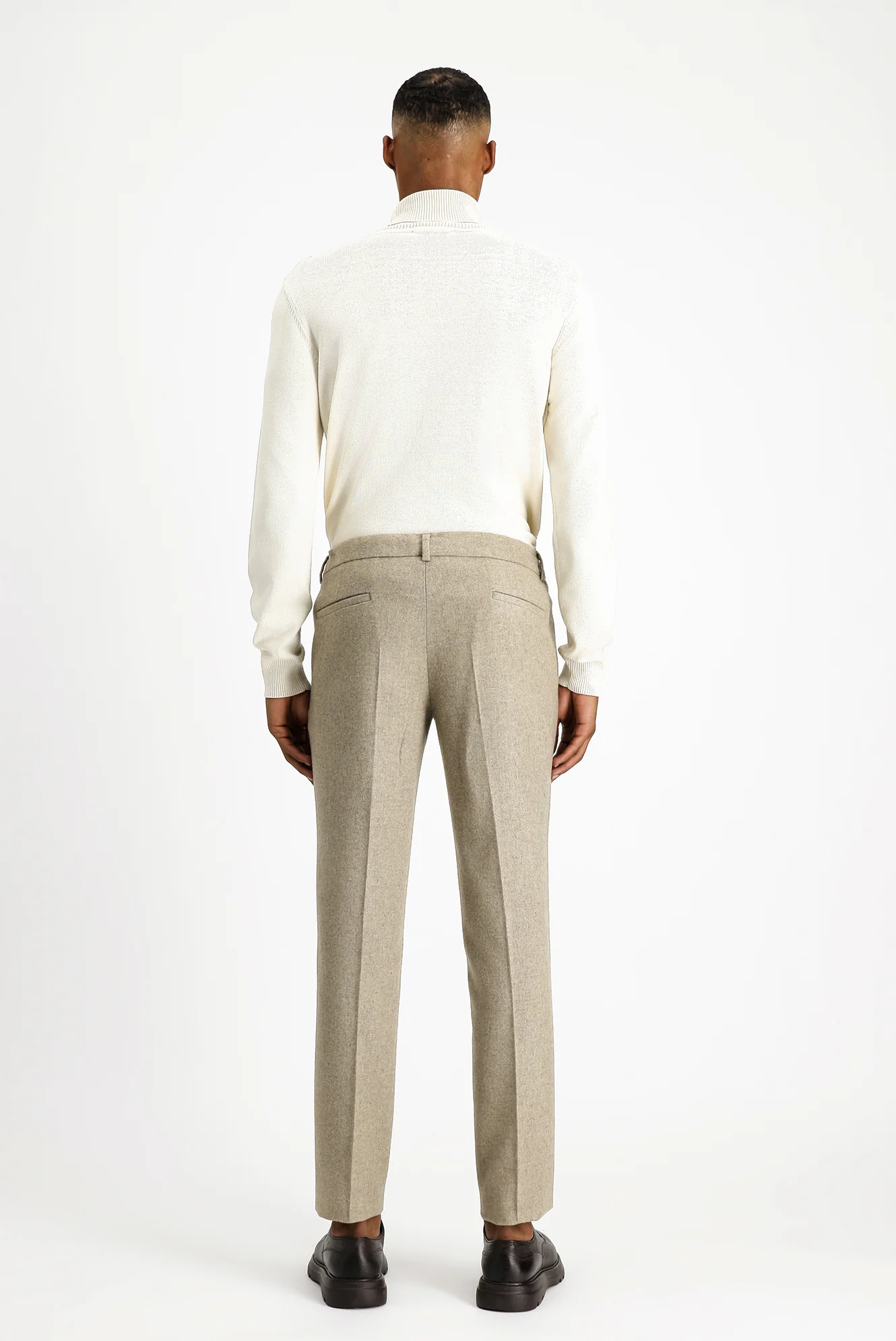 Orta Vizon 7 Drop Slim Fit Dar Kesim Yünlü Beli Lastikli İpli Klasik Pantolon - Image 5