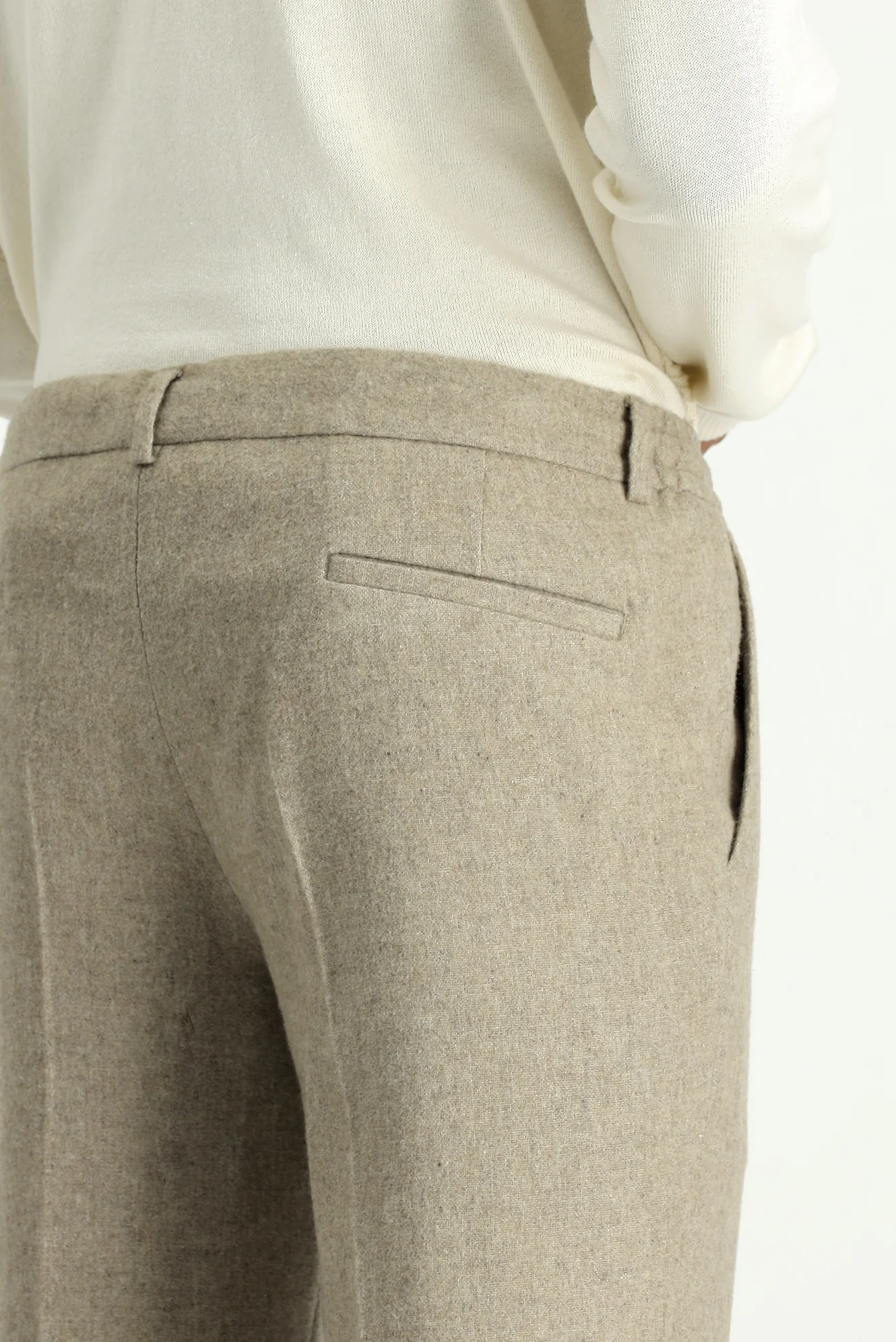 Orta Vizon 7 Drop Slim Fit Dar Kesim Yünlü Beli Lastikli İpli Klasik Pantolon - Image 6