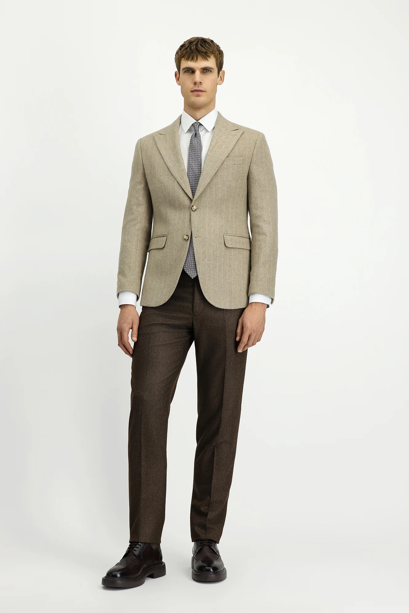 Orta Vizon 7 Drop Slim Fit Dar Kesim Yünlü Çizgili Klasik Ceket - Image 2
