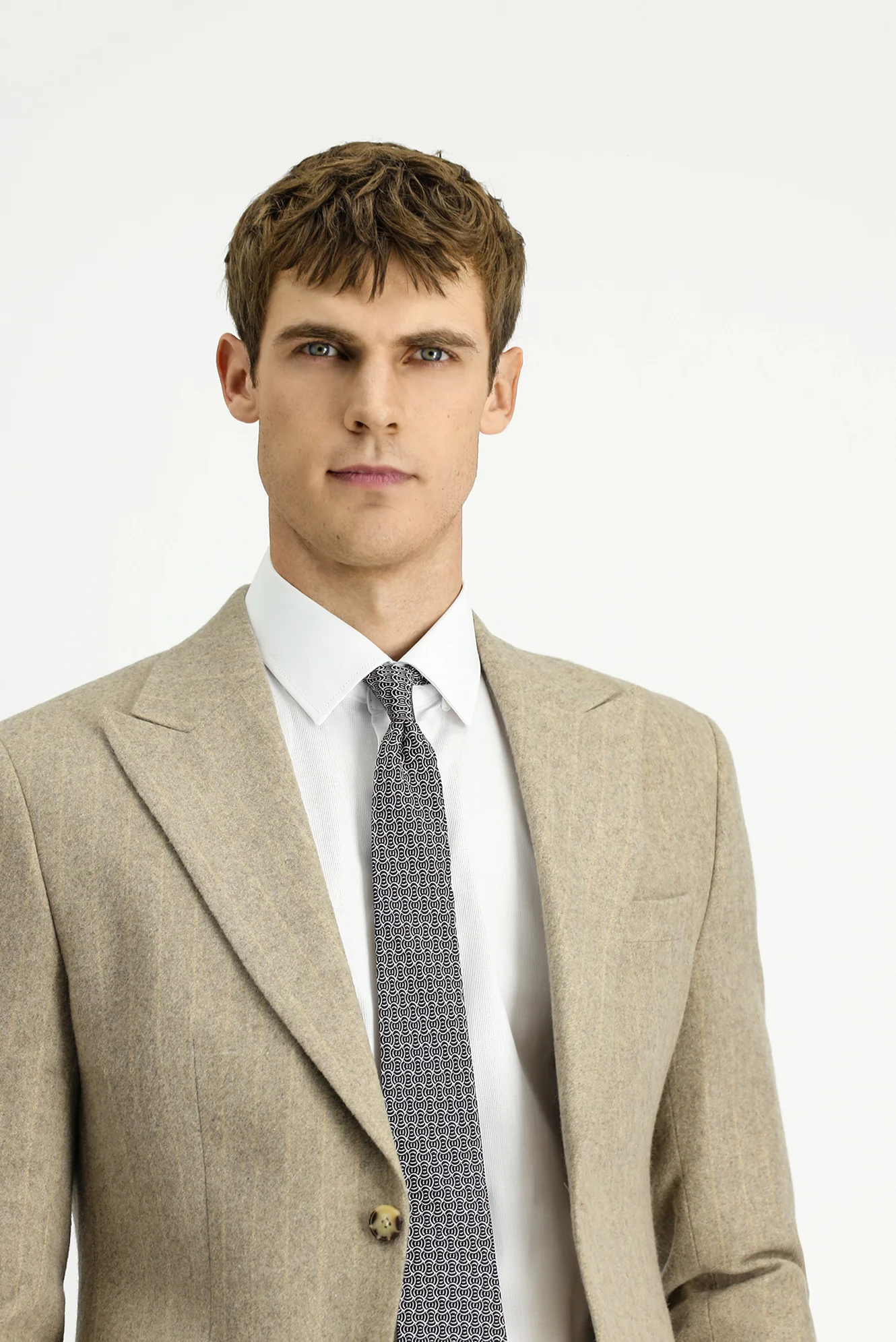 Orta Vizon 7 Drop Slim Fit Dar Kesim Yünlü Çizgili Klasik Ceket - Image 4