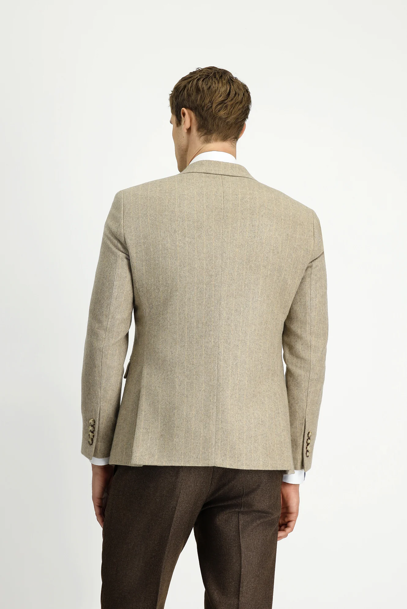 Orta Vizon 7 Drop Slim Fit Dar Kesim Yünlü Çizgili Klasik Ceket - Image 5