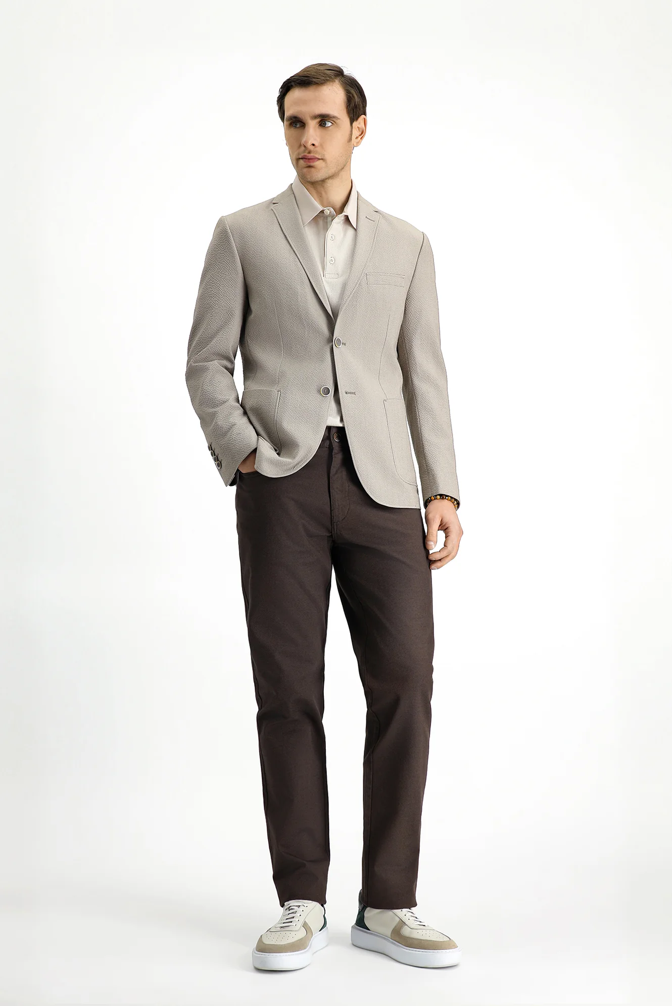 Orta Vizon 7 Drop Super Slim Fit Eksra Dar Kesim Gofre Ceket