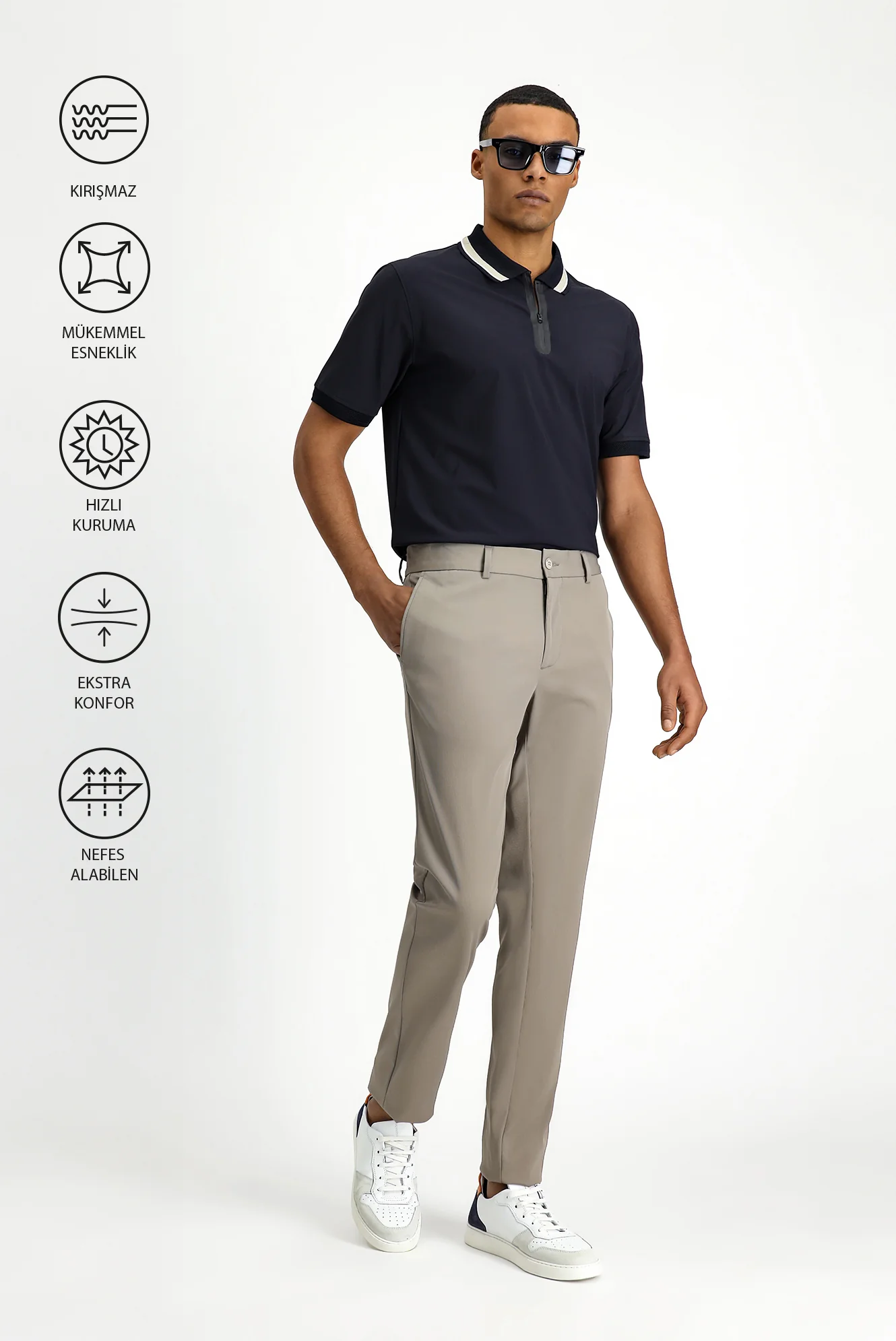 Orta Vizon Techno-Line Super Slim Fit Ekstra Dar Kesim Likralı Klasik Kumaş Pantolon