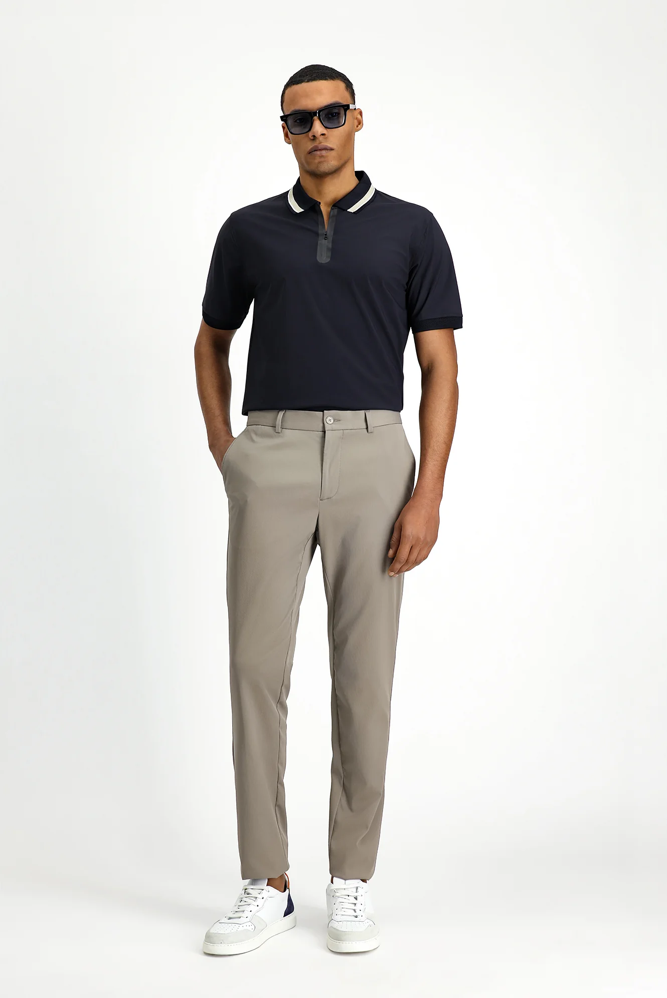 Orta Vizon Techno-Line Super Slim Fit Ekstra Dar Kesim Likralı Klasik Kumaş Pantolon - Image 3