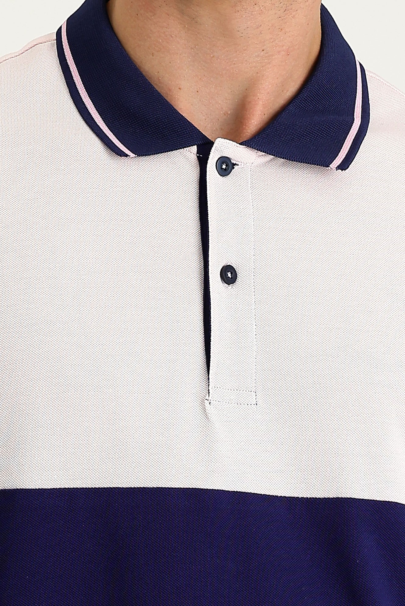 Pembe Polo Yaka Slim Fit Dar Kesim Desenli Pamuk Tişört - Image 3