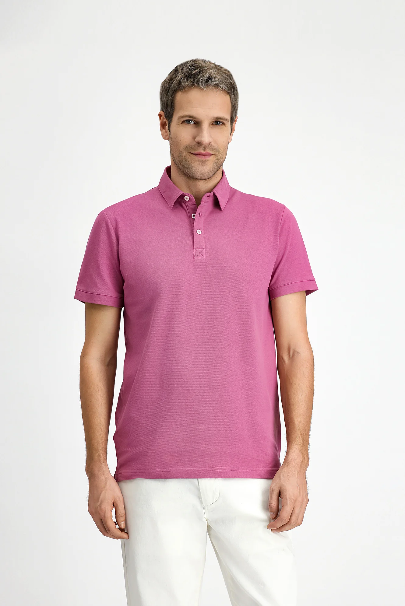 Pembe Regular Fit Pamuk Polo Yaka Tişört
