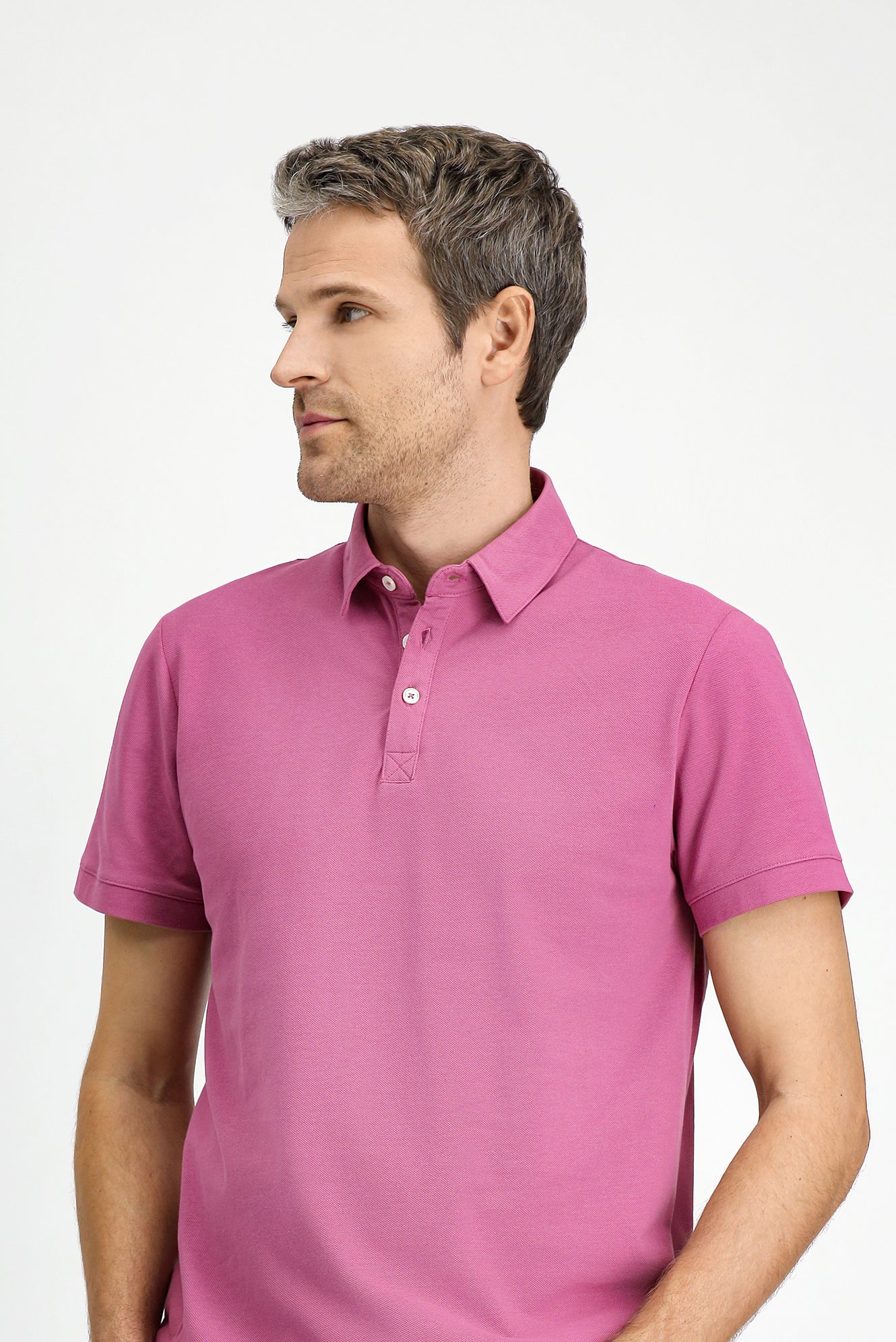 Pembe Regular Fit Pamuk Polo Yaka Tişört - Image 3