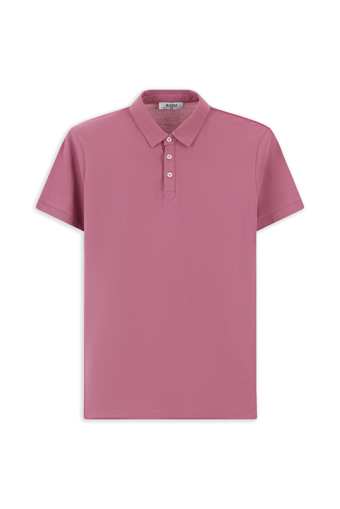 Pembe Regular Fit Pamuk Polo Yaka Tişört - Image 6