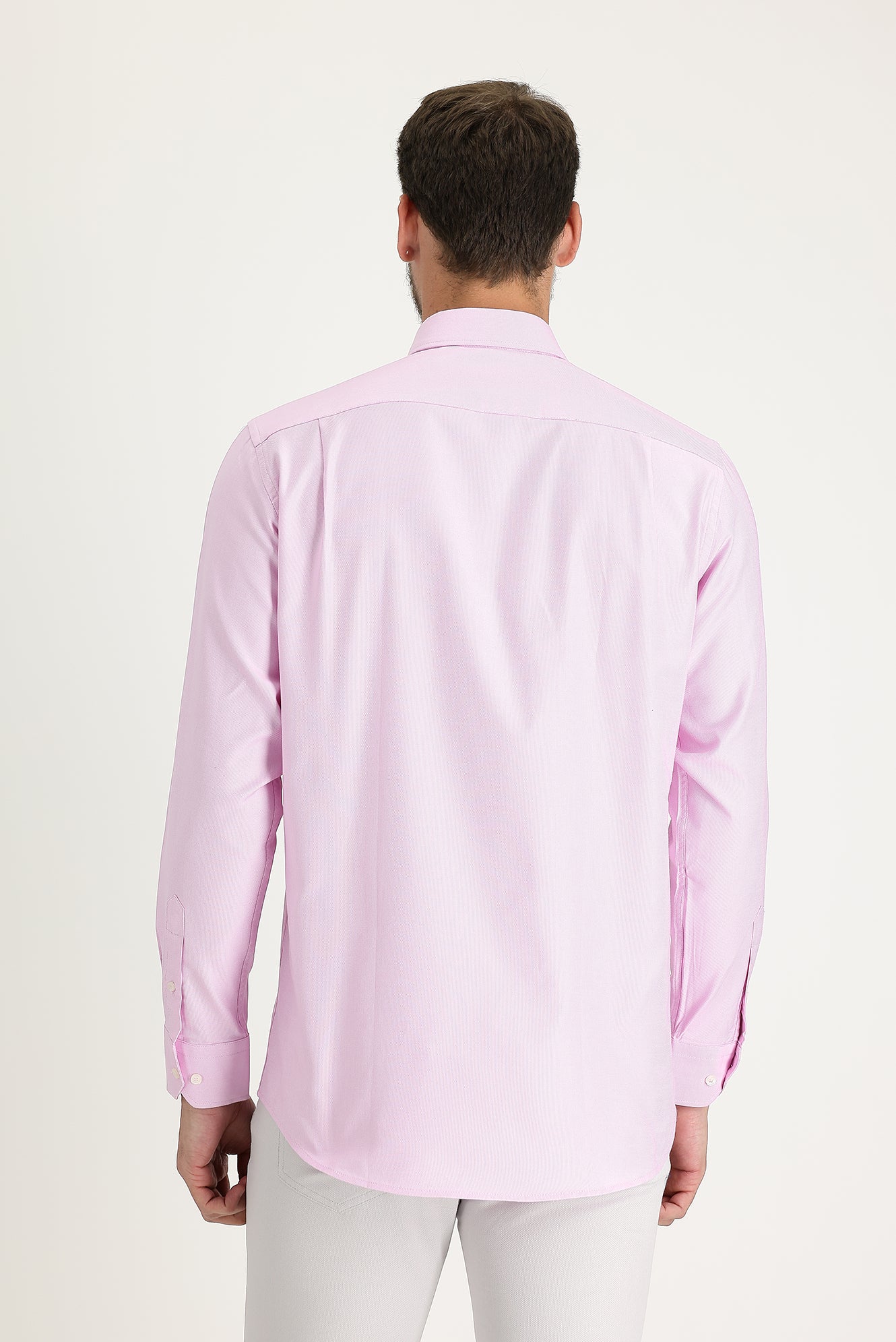 Pembe Uzun Kol Regular Fit Oxford Pamuk Gömlek - Image 3