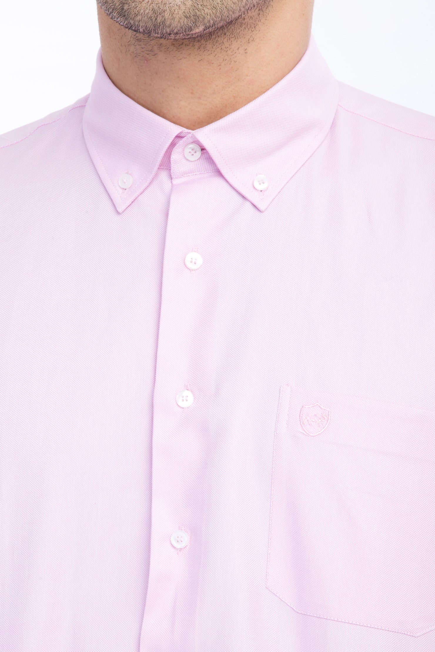 Pembe Uzun Kol Regular Fit Oxford Pamuk Gömlek - Image 6