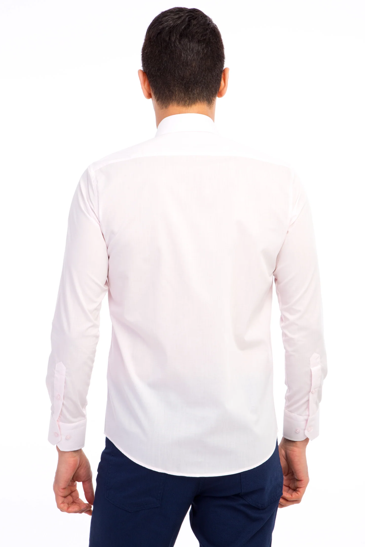 Pembe Uzun Kol Slim Fit Dar Kesim Gömlek - Image 2