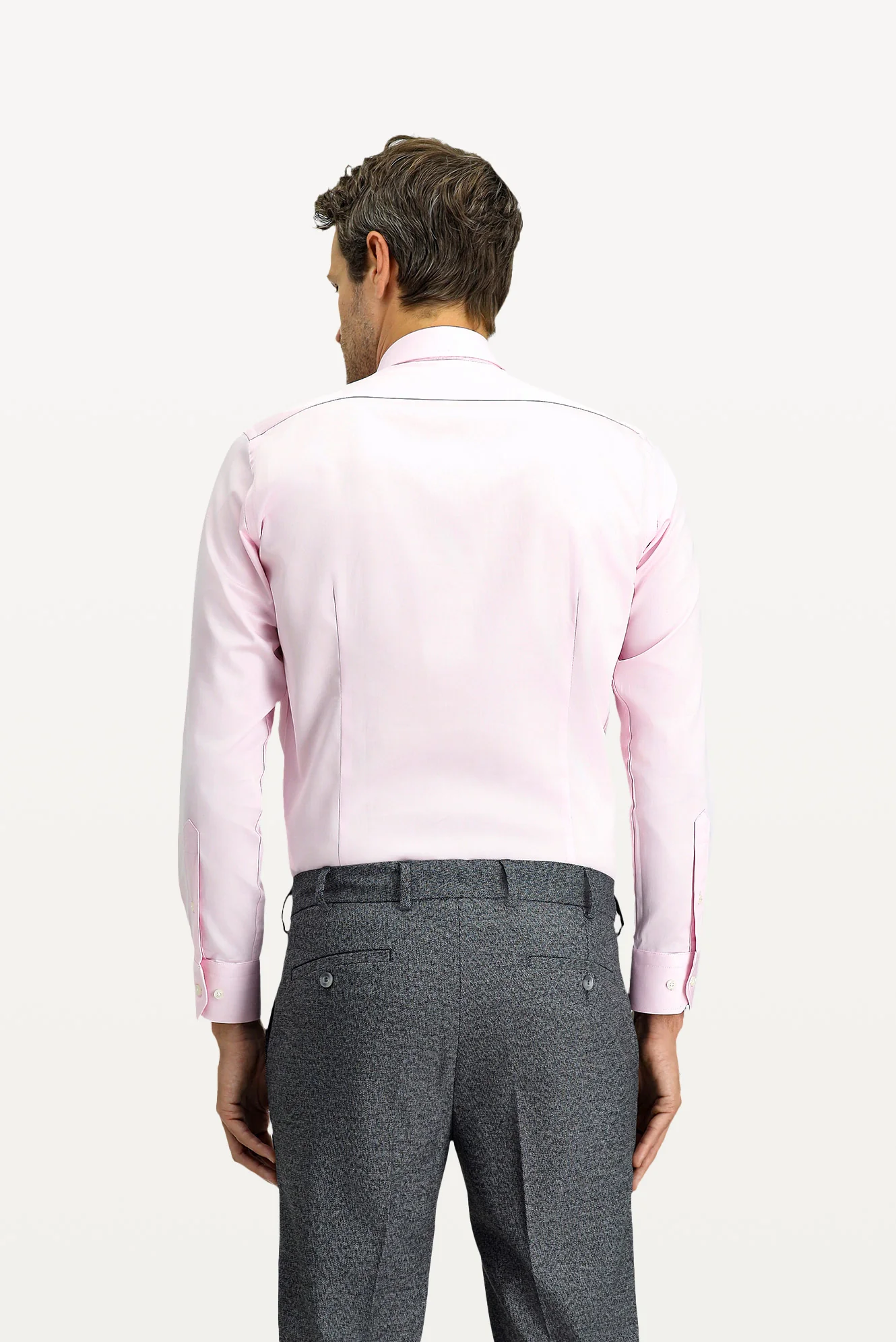 Pembe Uzun Kol Slim Fit Dar Kesim Klasik Nano Care Su İtici Leke Tutmaz 4 Mevsim Pamuk Gömlek - Image 4
