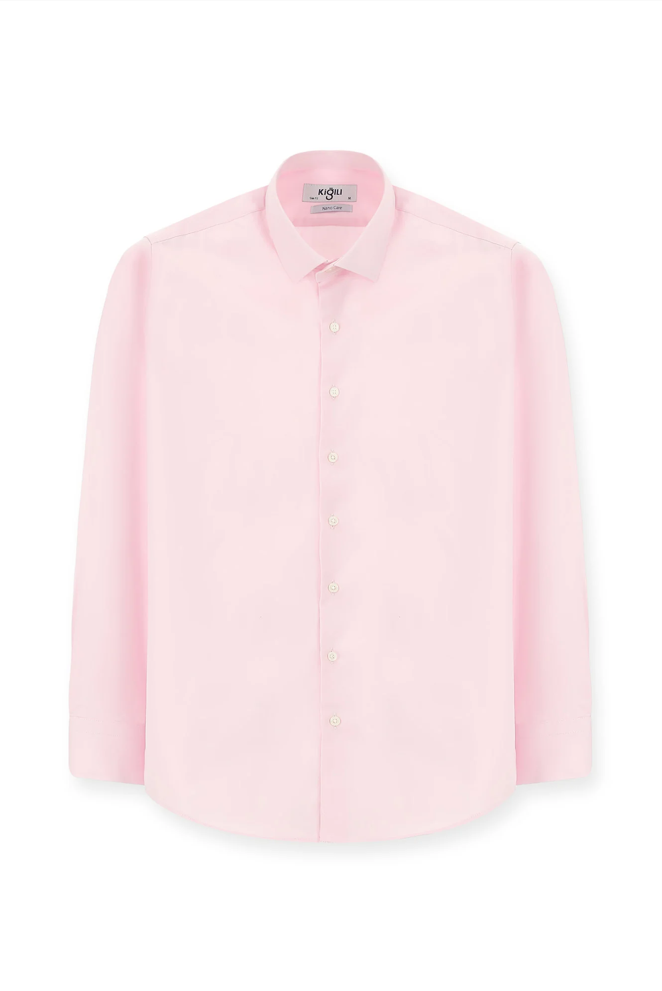 Pembe Uzun Kol Slim Fit Dar Kesim Klasik Nano Care Su İtici Leke Tutmaz 4 Mevsim Pamuk Gömlek - Image 6