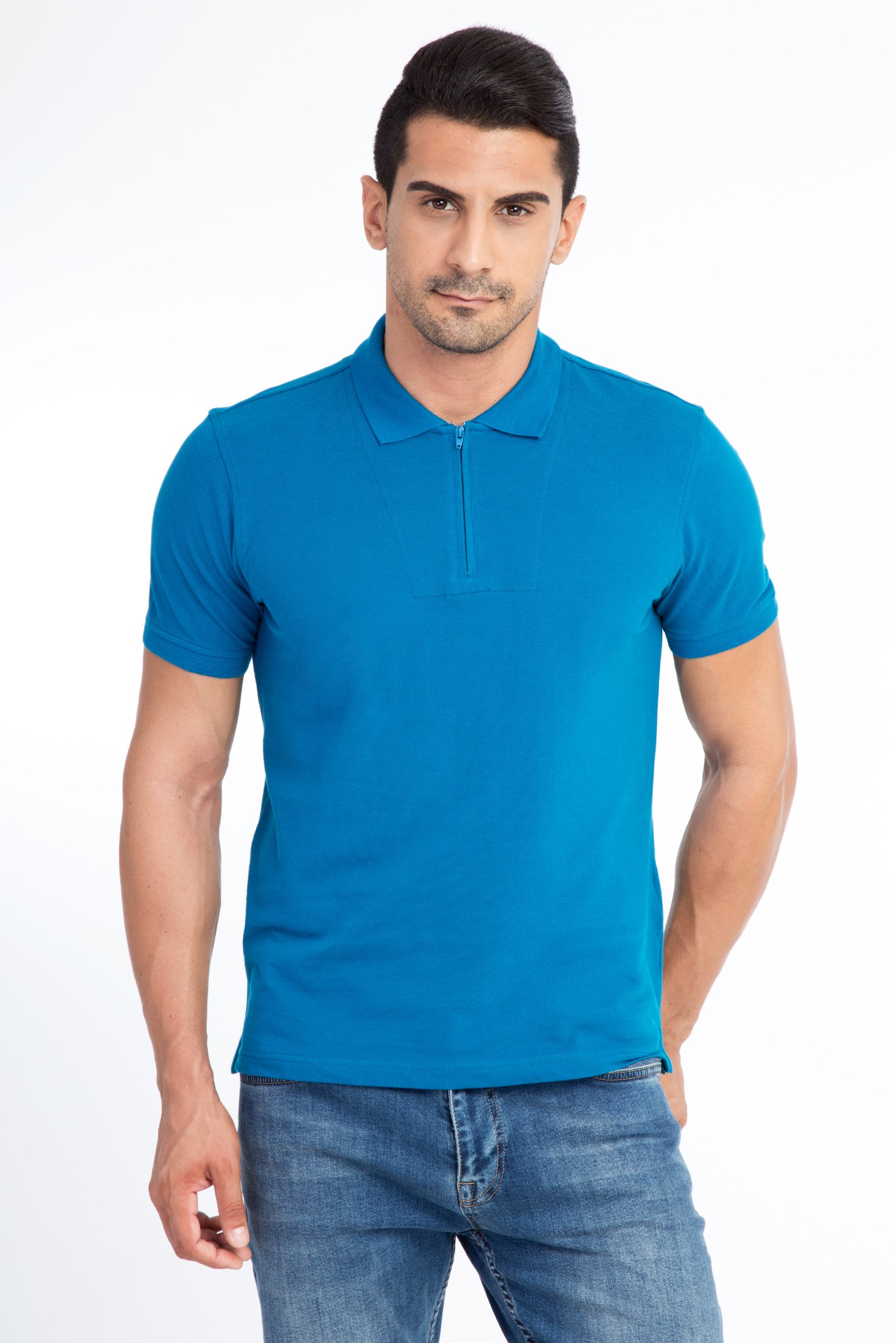 Petrol Polo Yaka Regular Fit Pamuk Tişört