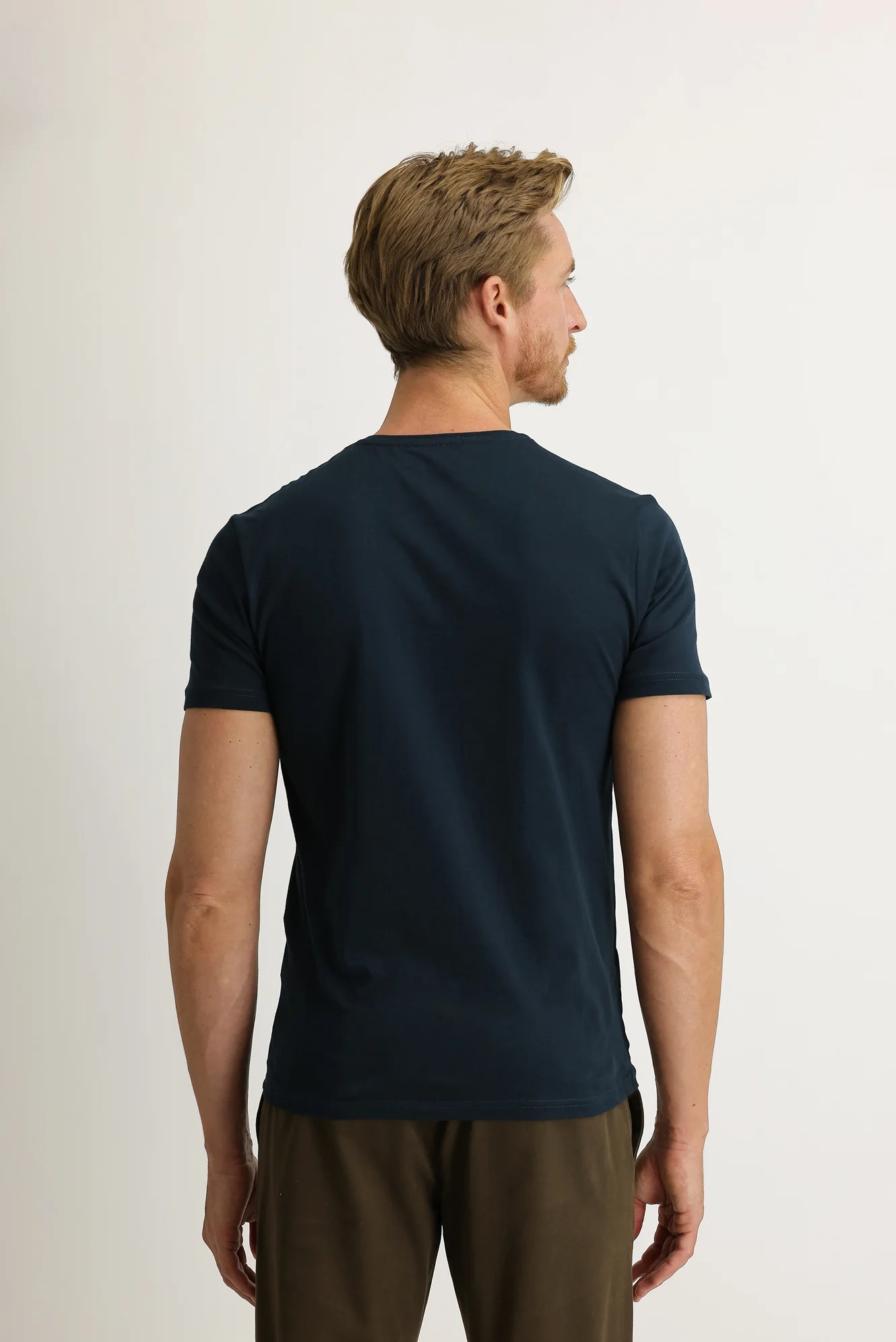 Petrol Yeşili V Yaka Slim Fit Dar Kesim Tişört - Image 5