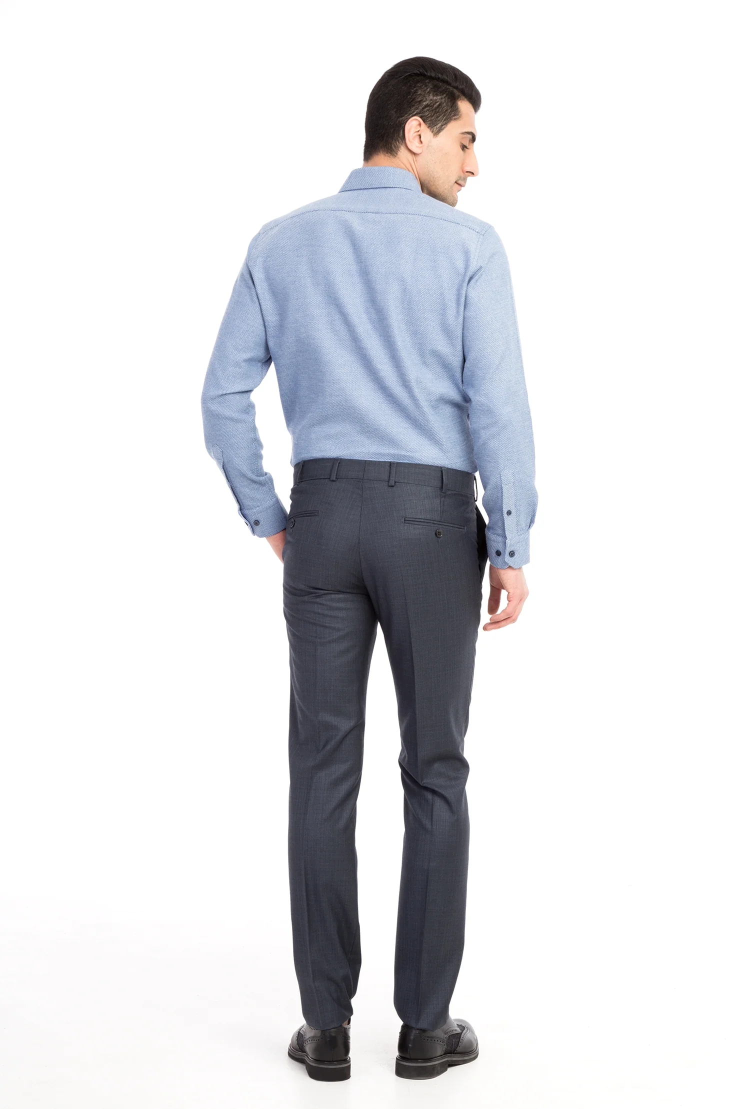 Petrol 7 Drop Slim Fit Dar Kesim Ekose Kumaş Pantolon - Image 3