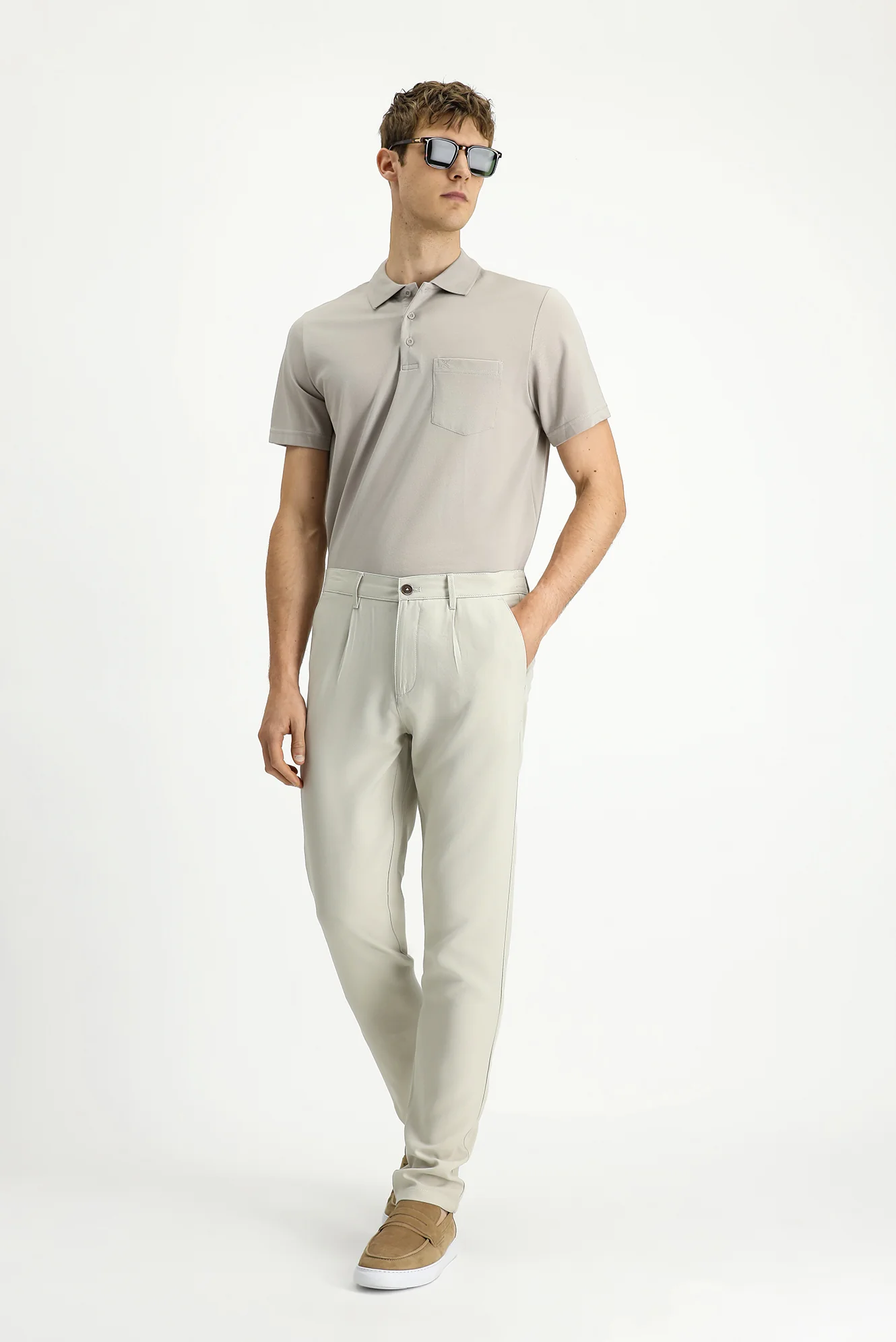 Safari Slim Fit Dar Kesim Beli Lastikli Lyocell Kanvas / Chino Pantolon - Image 3