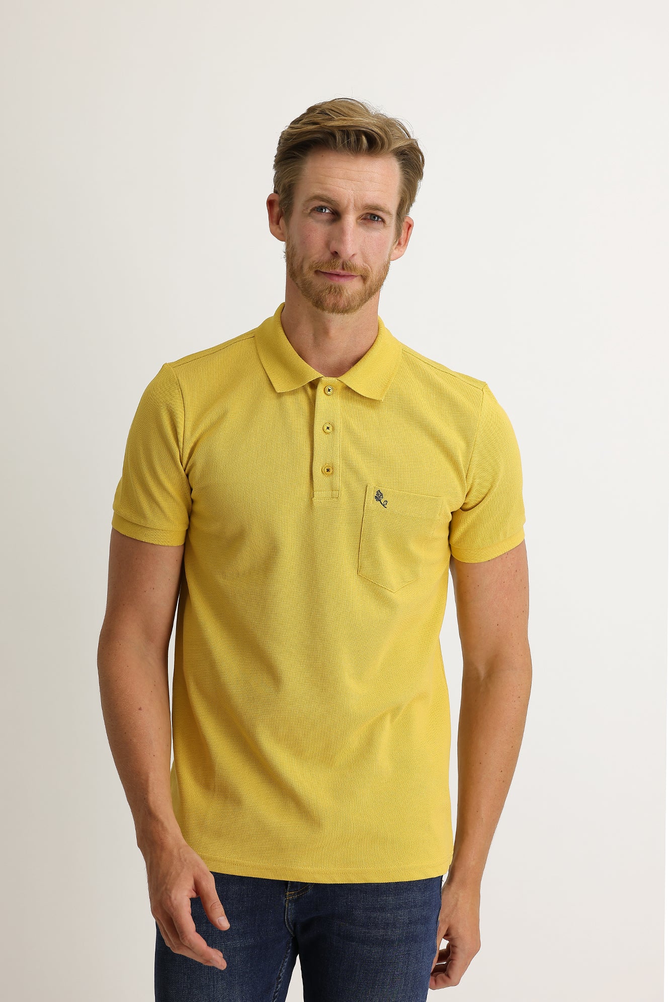 Safran Cepli Polo Yaka Regular Fit Pamuk Tişört - Image 2
