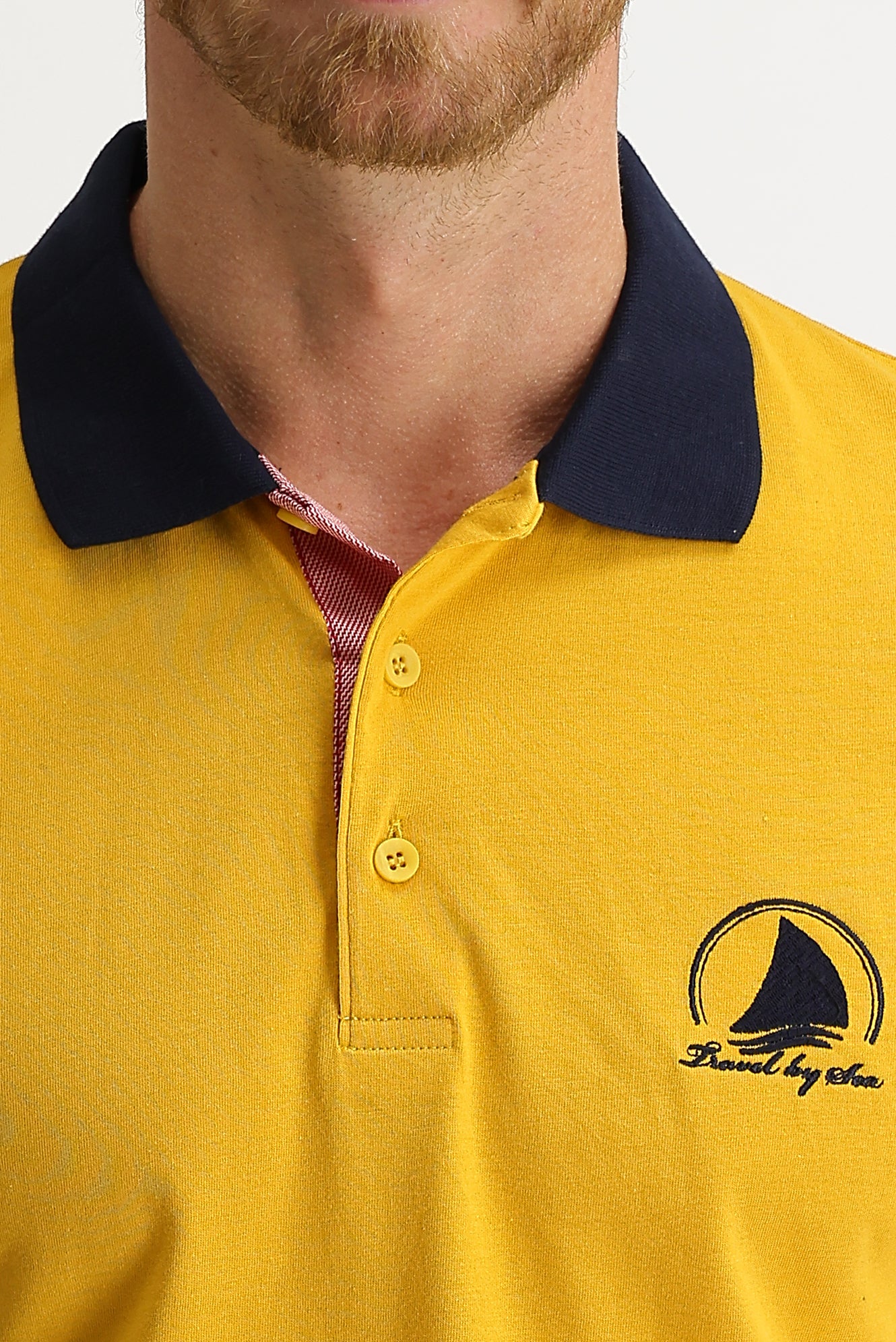 Safran Polo Yaka Slim Fit Dar Kesim Desenli Tişört - Image 3