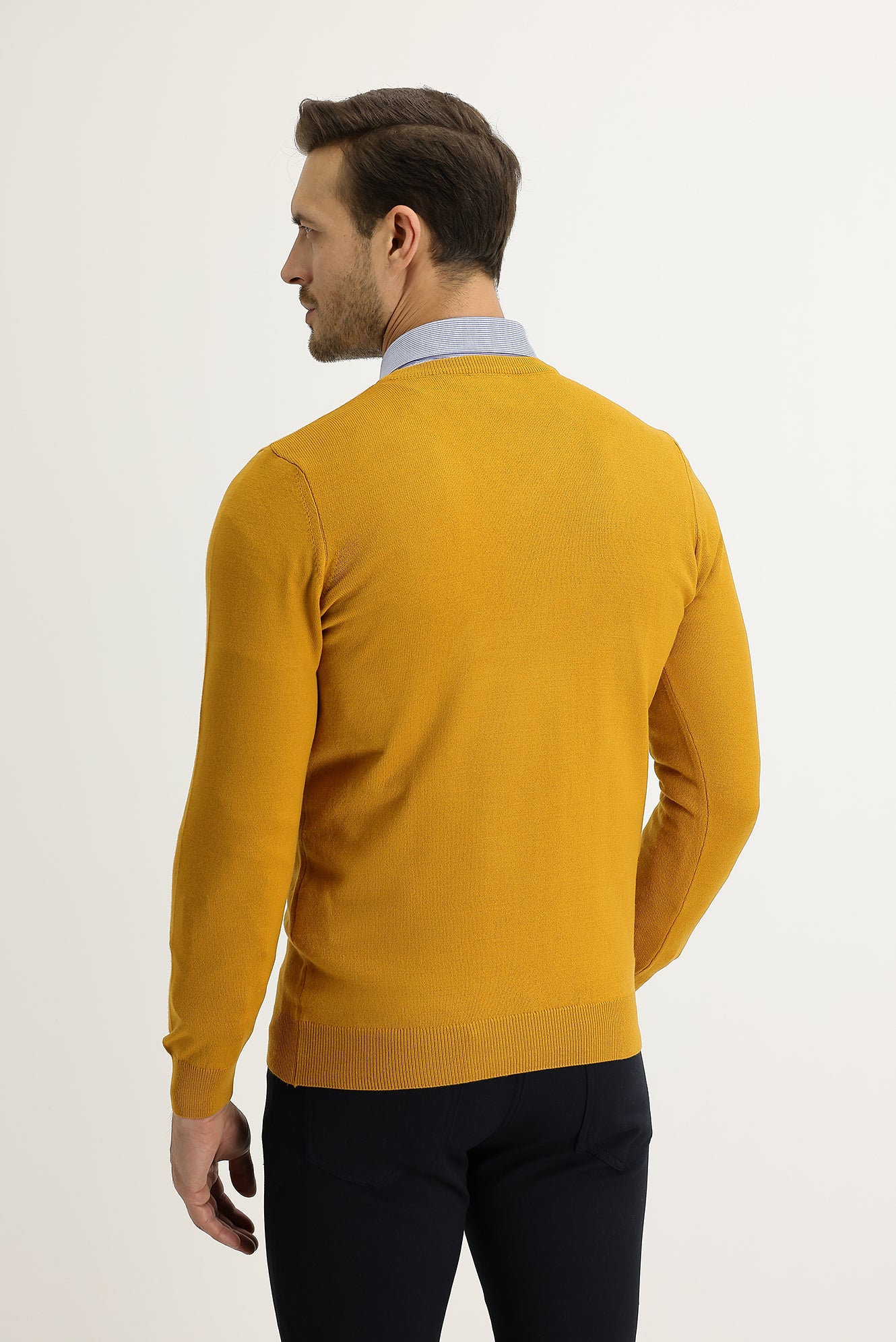 Safran V Yaka Regular Fit Triko Kazak - Image 2