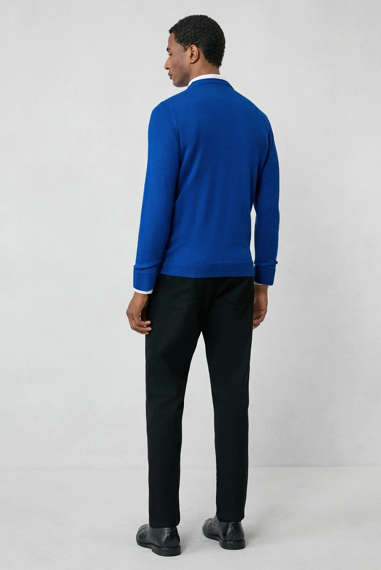 Saks Mavi Bisiklet Yaka Regular Fit Pamuklu Triko Kazak - Image 6