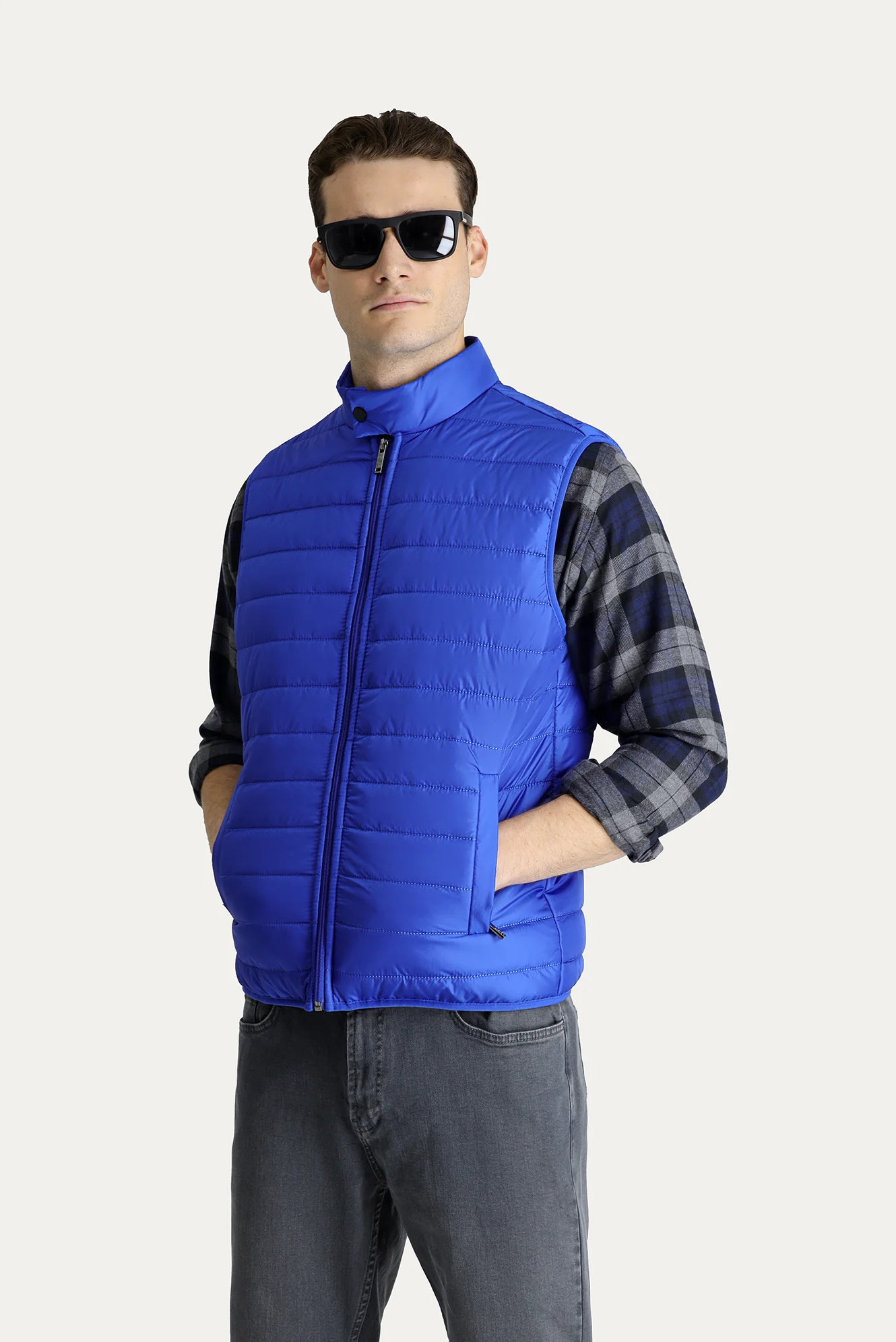 Saks Mavi Kapitone Şişme Spor Yelek - Image 3