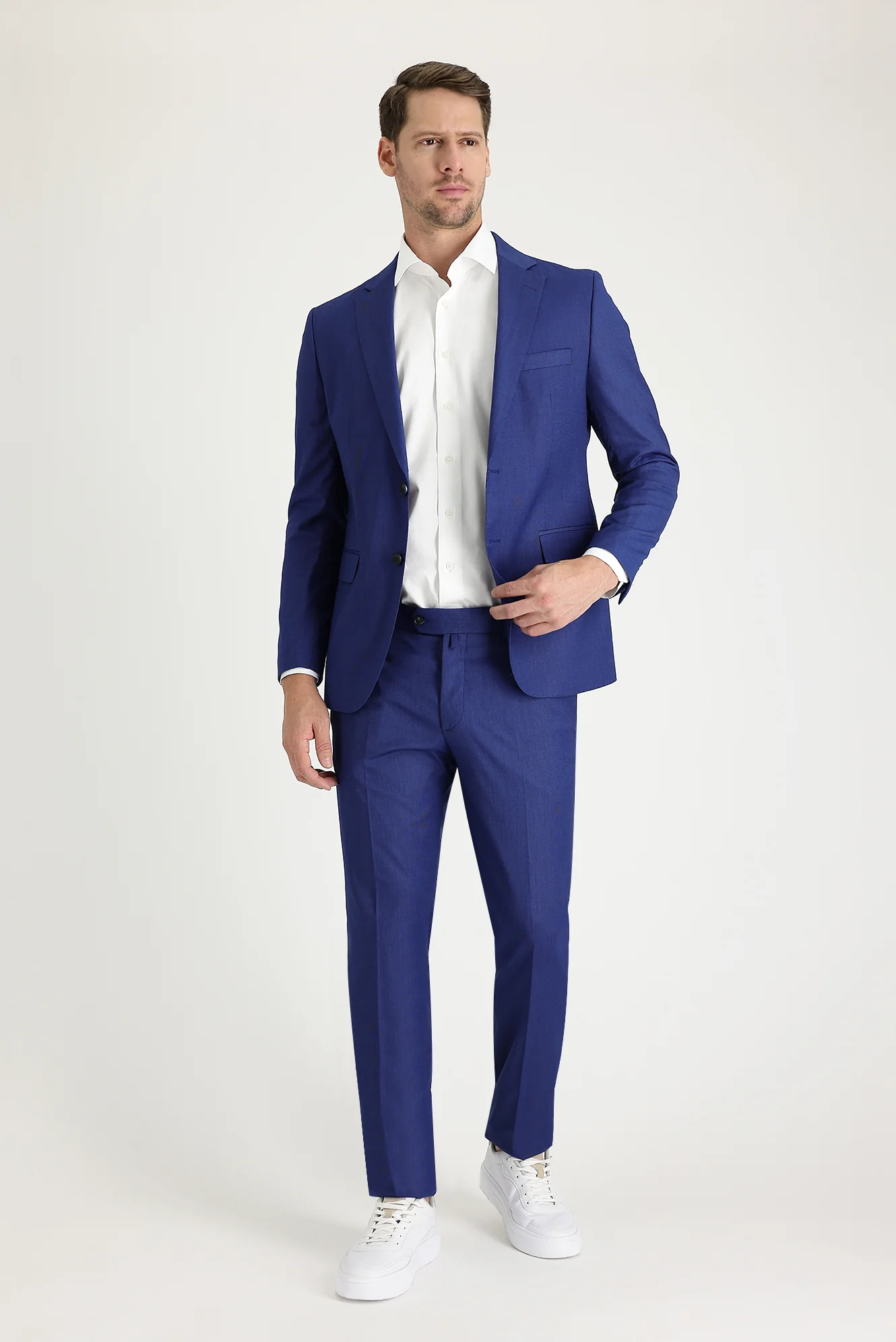 Saks Mavi 7 Drop Slim Fit Dar Kesim Desenli Takım Elbise