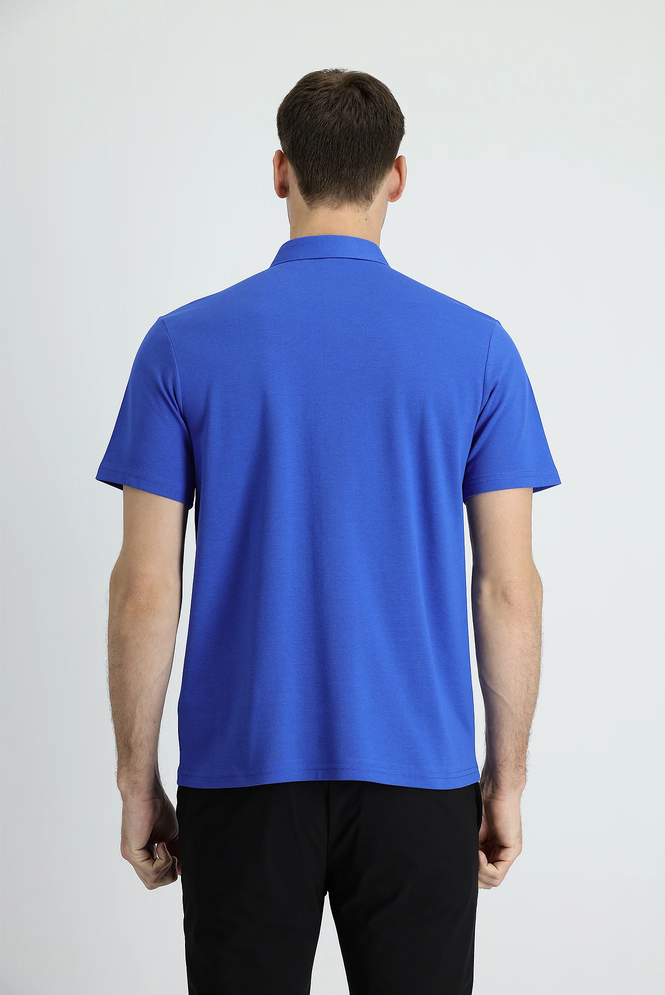 Saks Mavi Polo Yaka Regular Fit Pamuk Tişört - Image 2