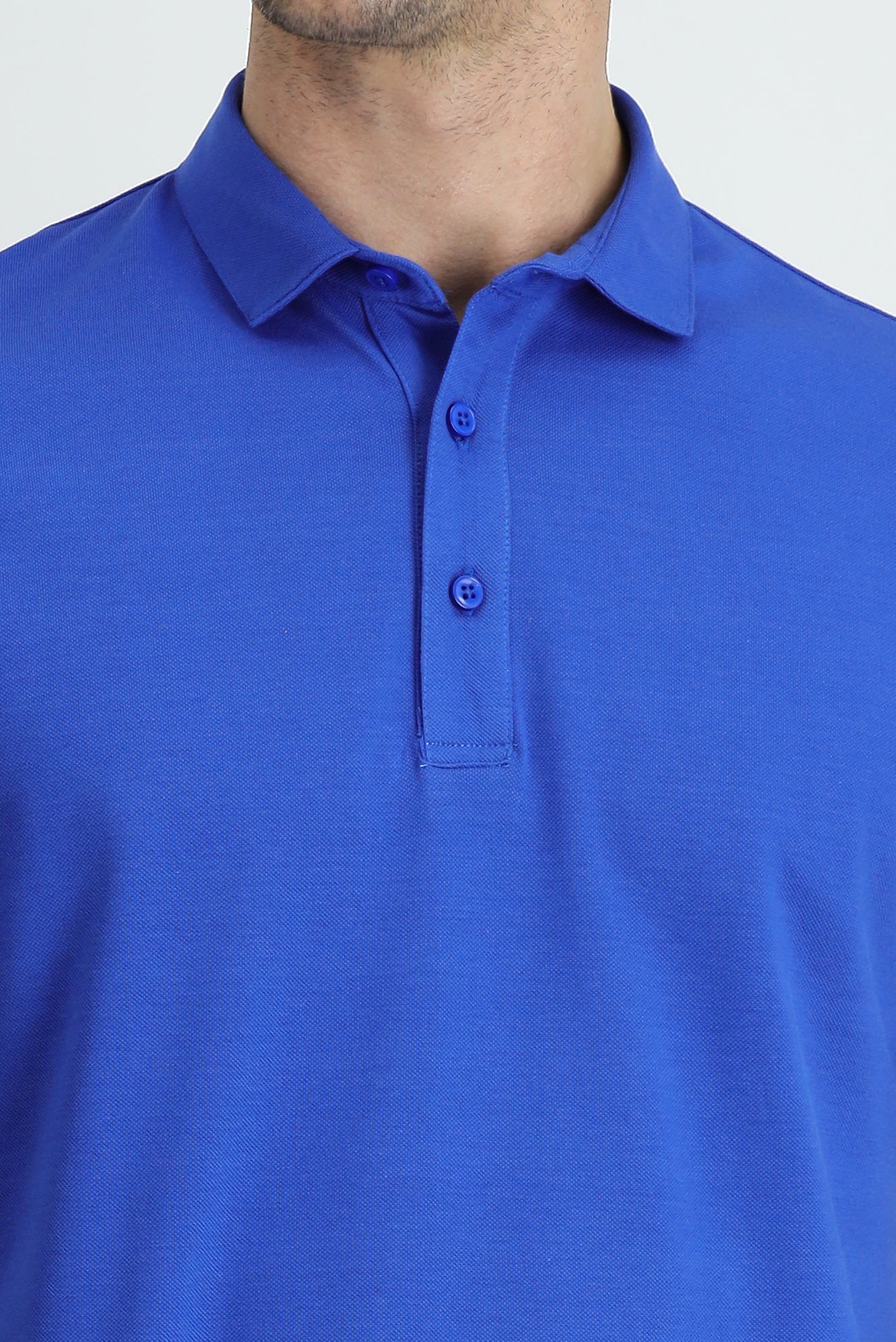 Saks Mavi Polo Yaka Regular Fit Pamuk Tişört - Image 3