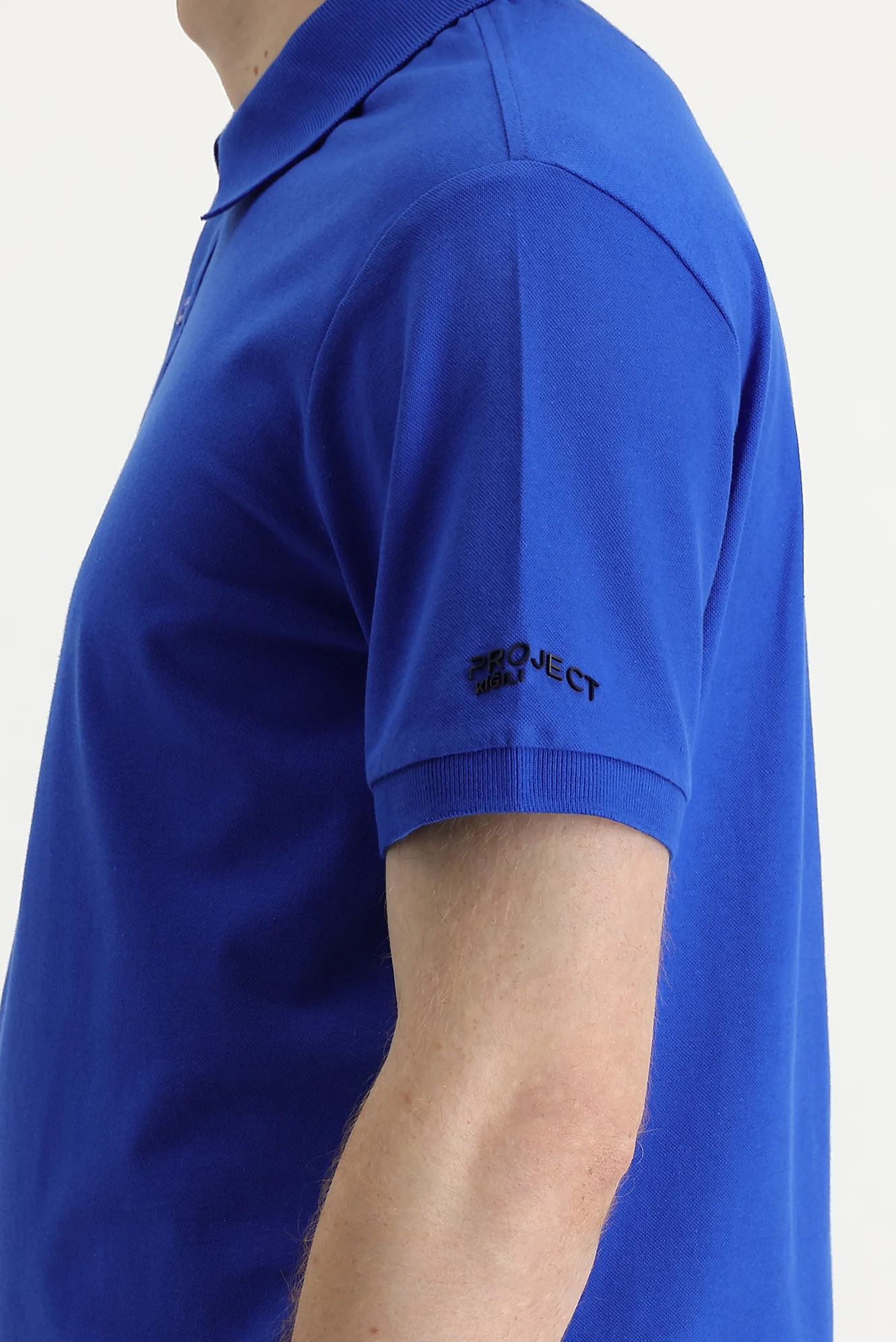 Saks Mavi Polo Yaka Slim Fit Dar Kesim Baskılı Tişört - Image 4