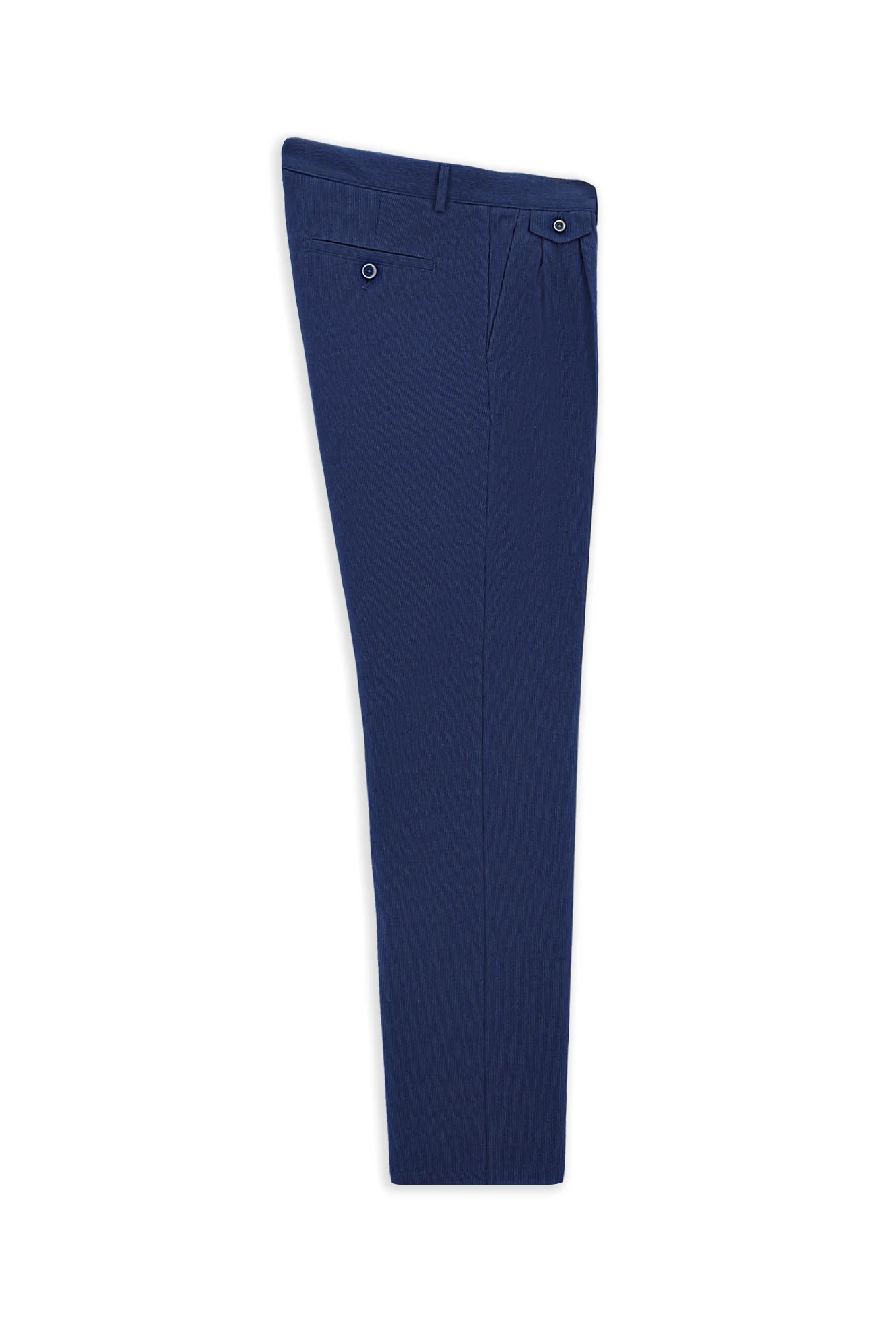 Saks Mavi 6 Drop Regular Fit Standart Kesim Çizgili Keten Karışımlı Pileli Klasik Kumaş Pantolon - Image 6