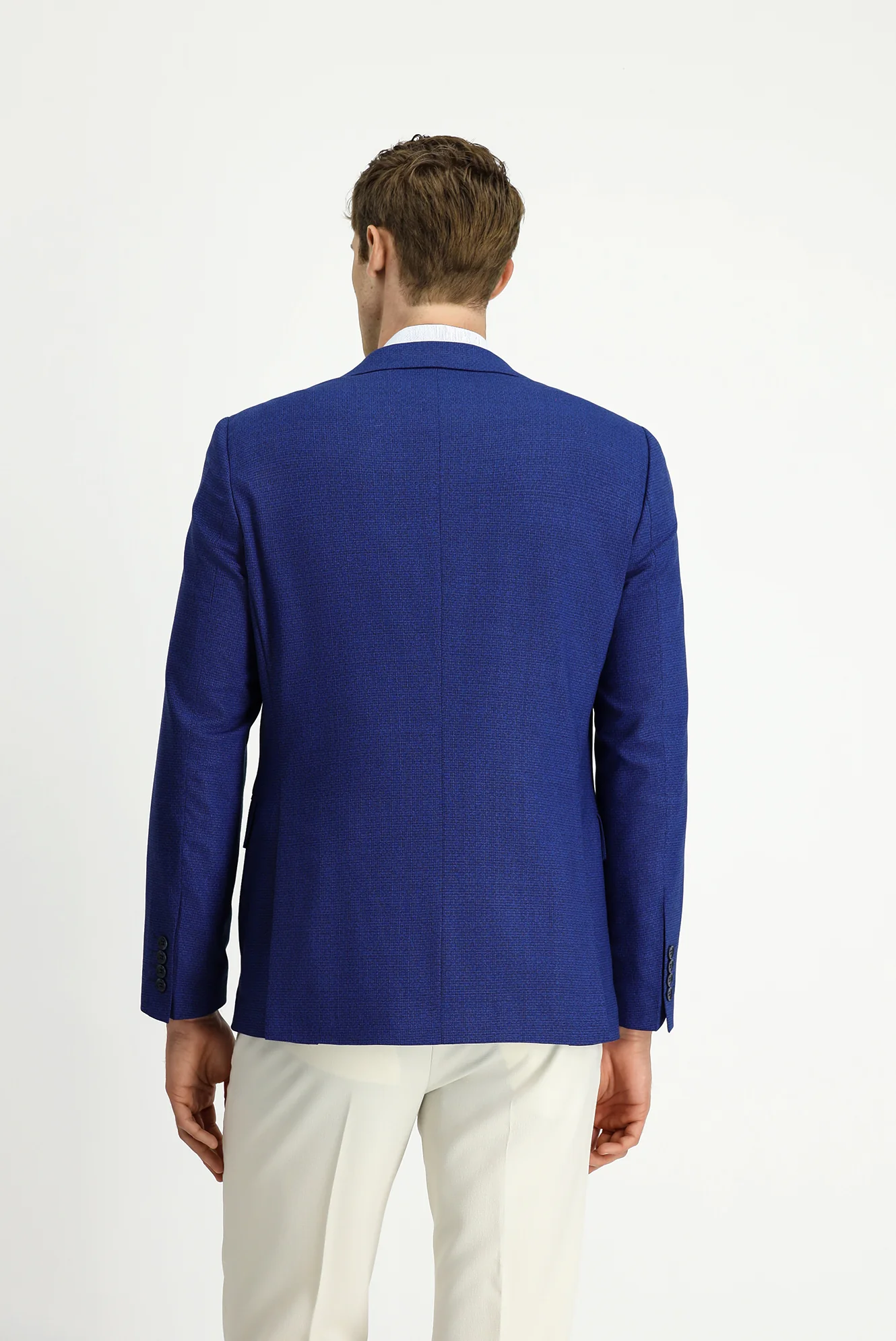 Saks Mavi 6 Drop Regular Fit Standart Kesim Klasik Desenli Ceket - Image 5