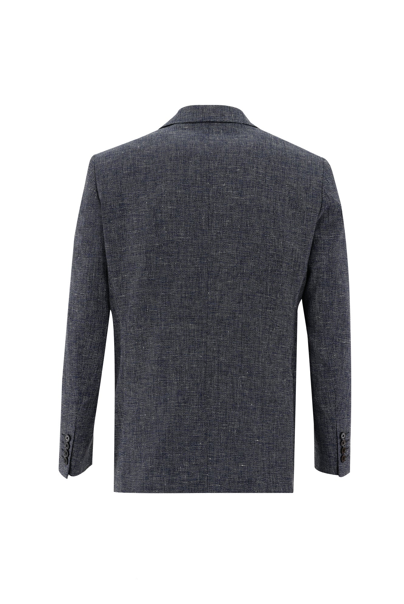 Saks Mavi 6 Drop Regular Fit Standart Kesim Kombinli Yelekli Keten Takım Elbise - Image 3
