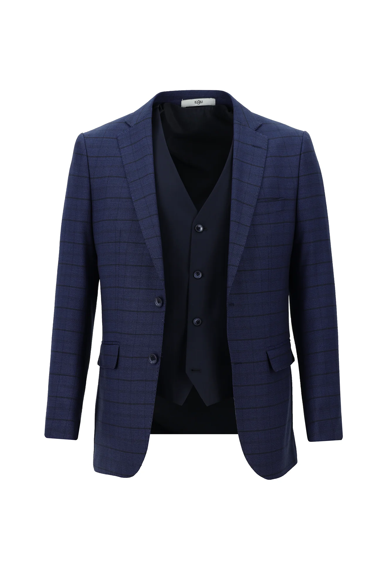 Saks Mavi 6 Drop Regular Fit Standart Kesim Kombinli Yelekli Takım Elbise - Image 2