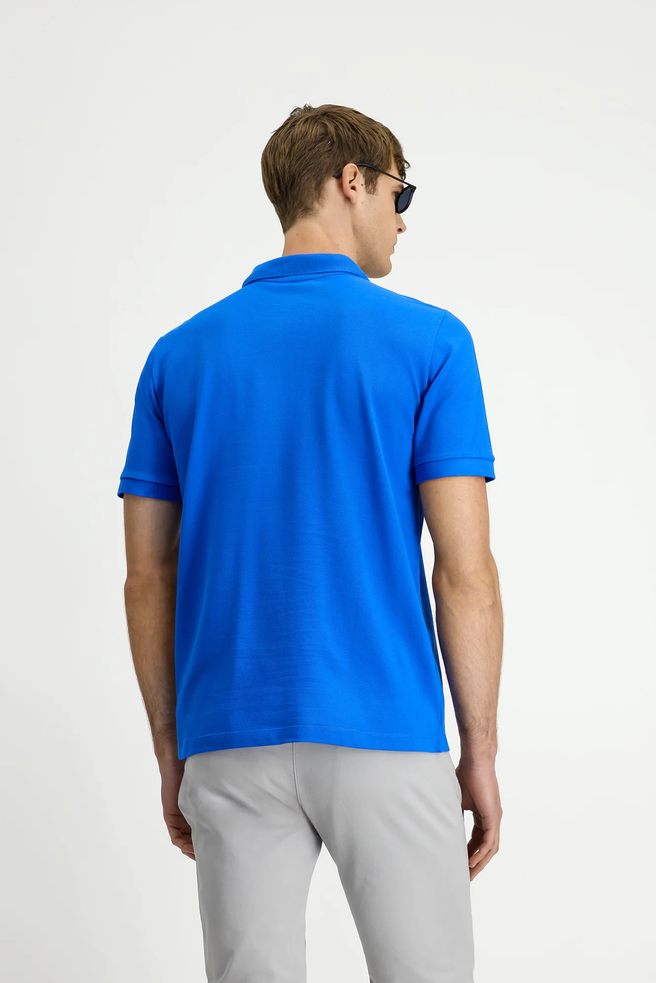 Saks Mavi Regular Fit Pamuk Nakışlı Cepli Kıvrılmaz Polo Yaka Tişört - Image 4
