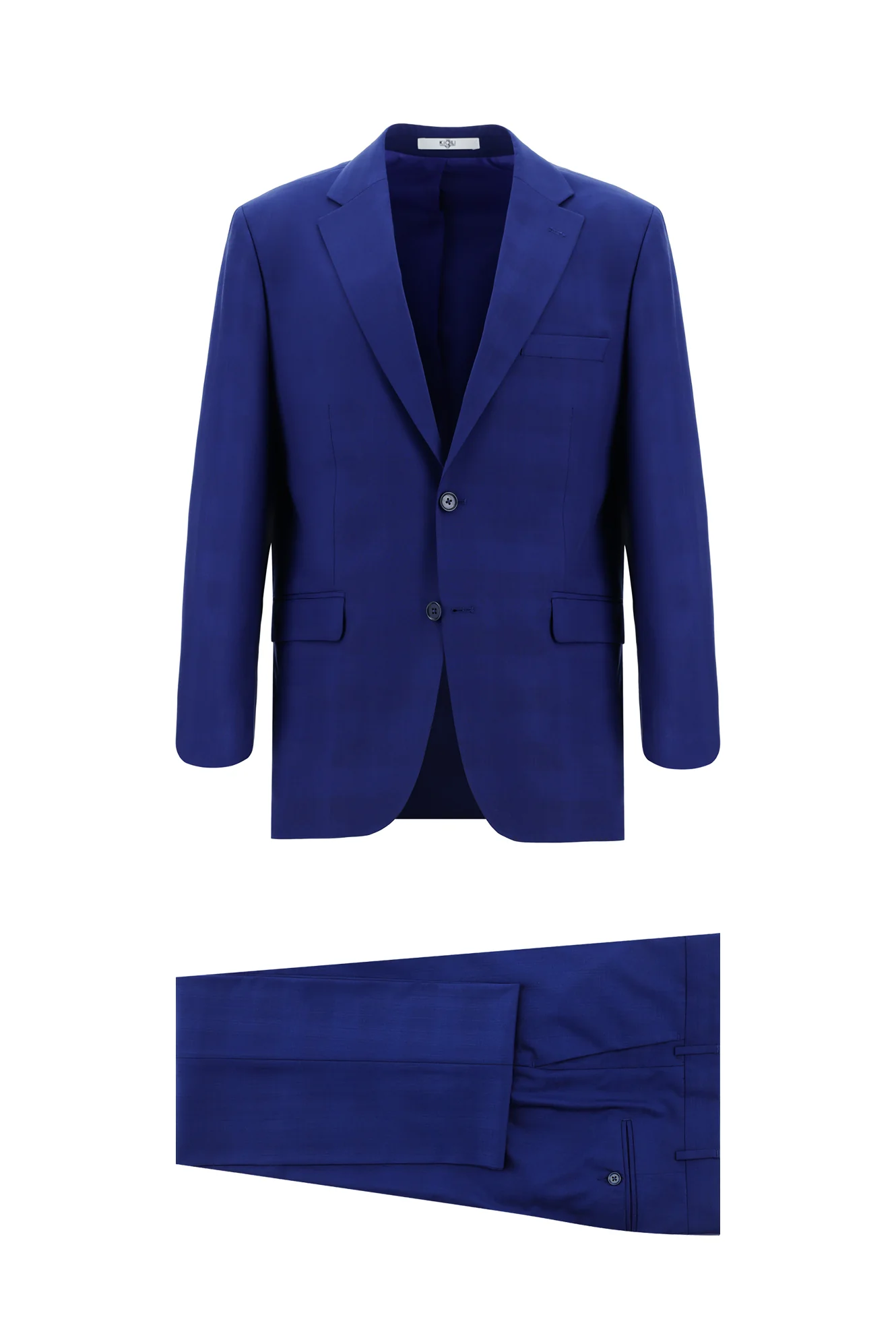 Saks Mavi 8 Drop Long Slim Fit Uzun Dar Kesim Ekose Takım Elbise